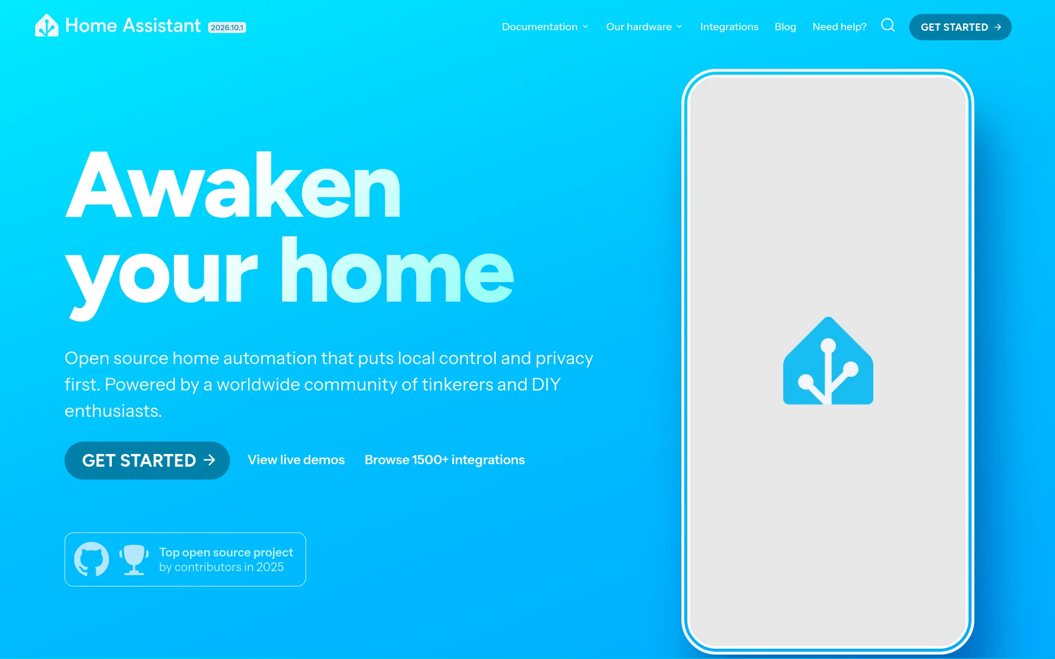 Home Assistant homepage
