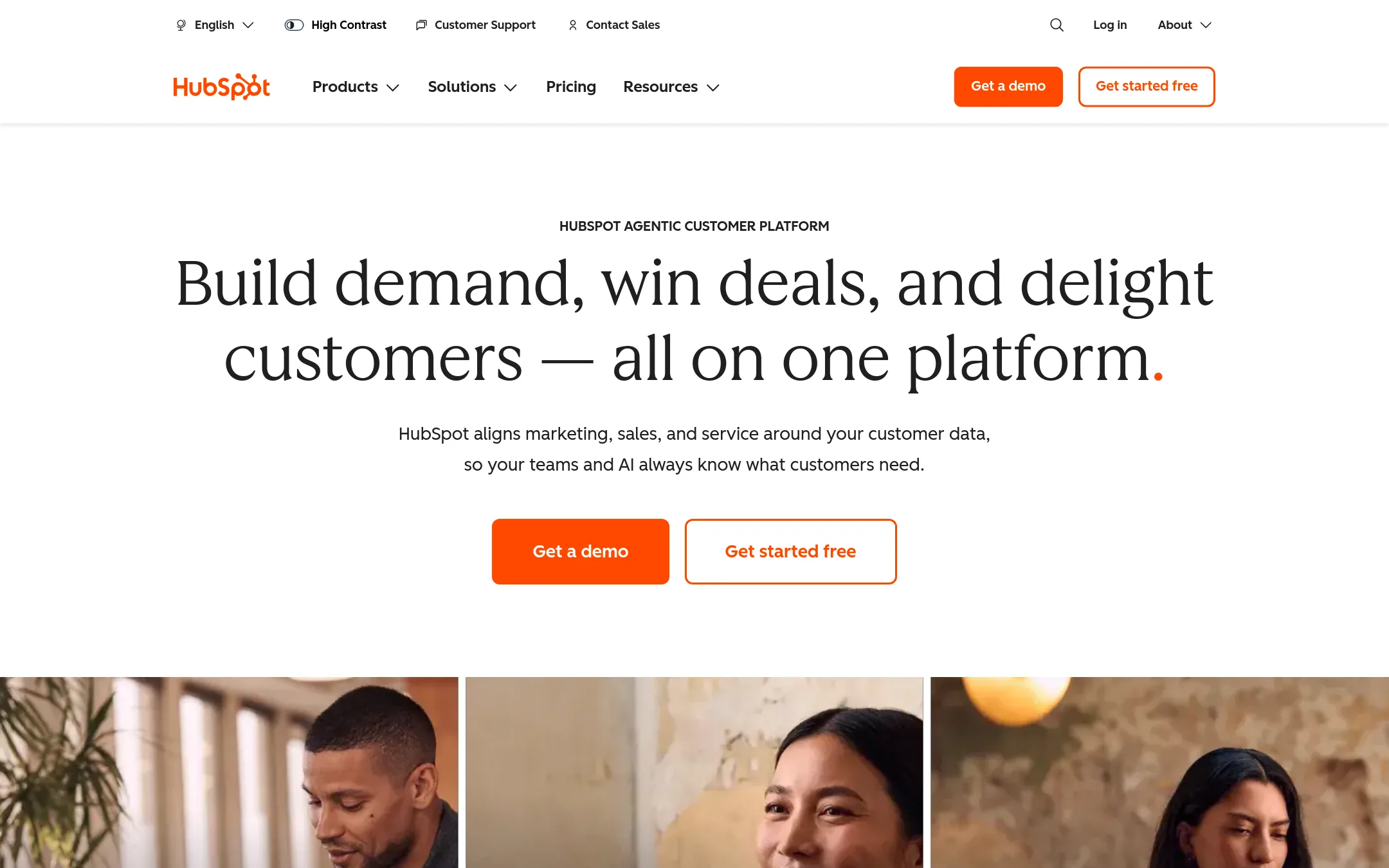 HubSpot CRM homepage