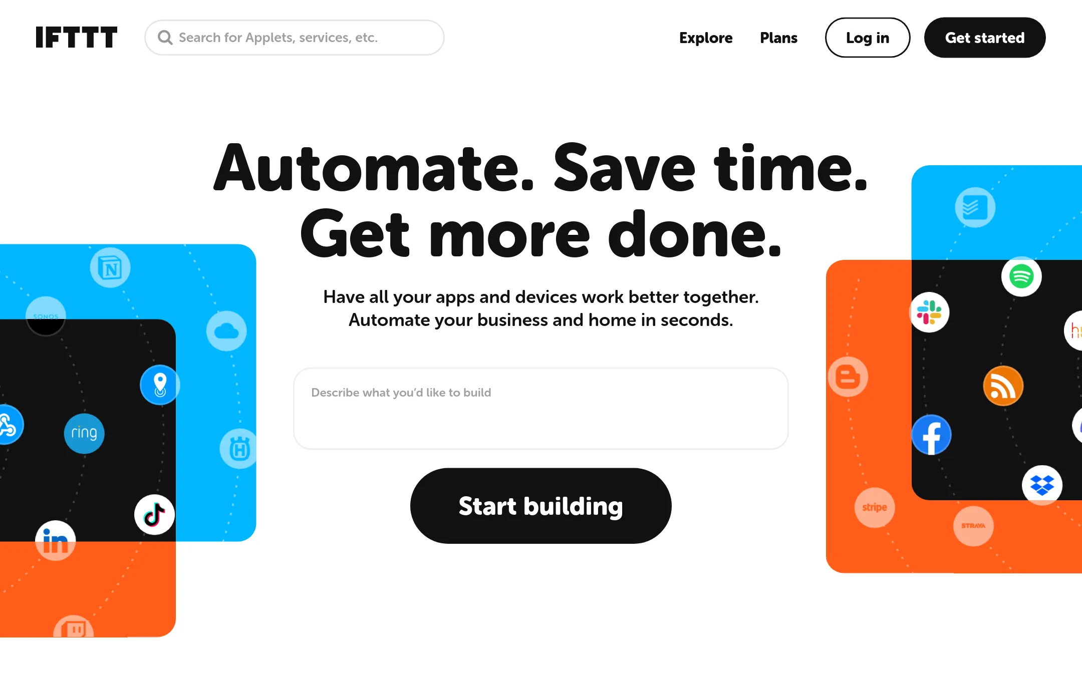 IFTTT homepage