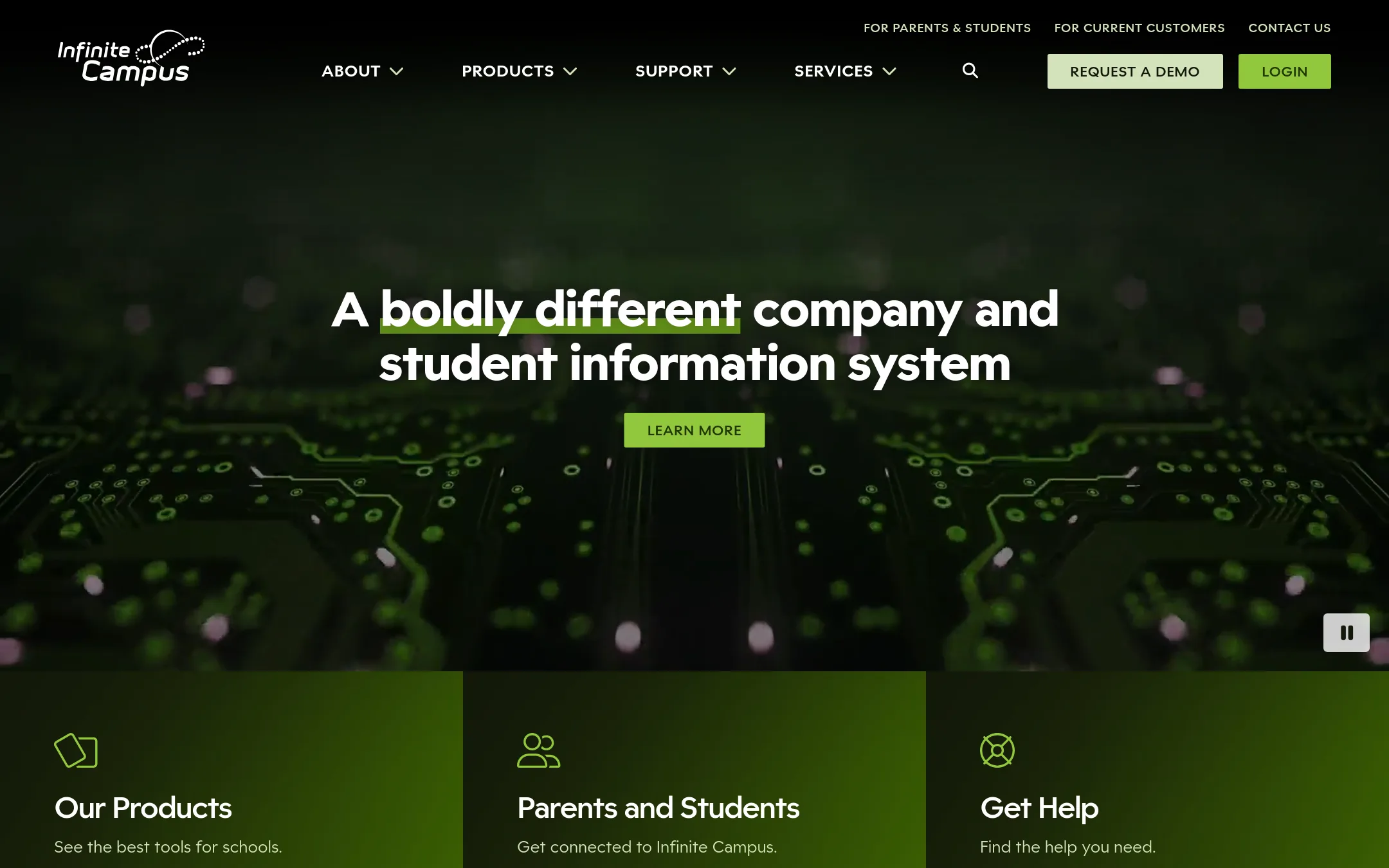 Infinite Campus homepage