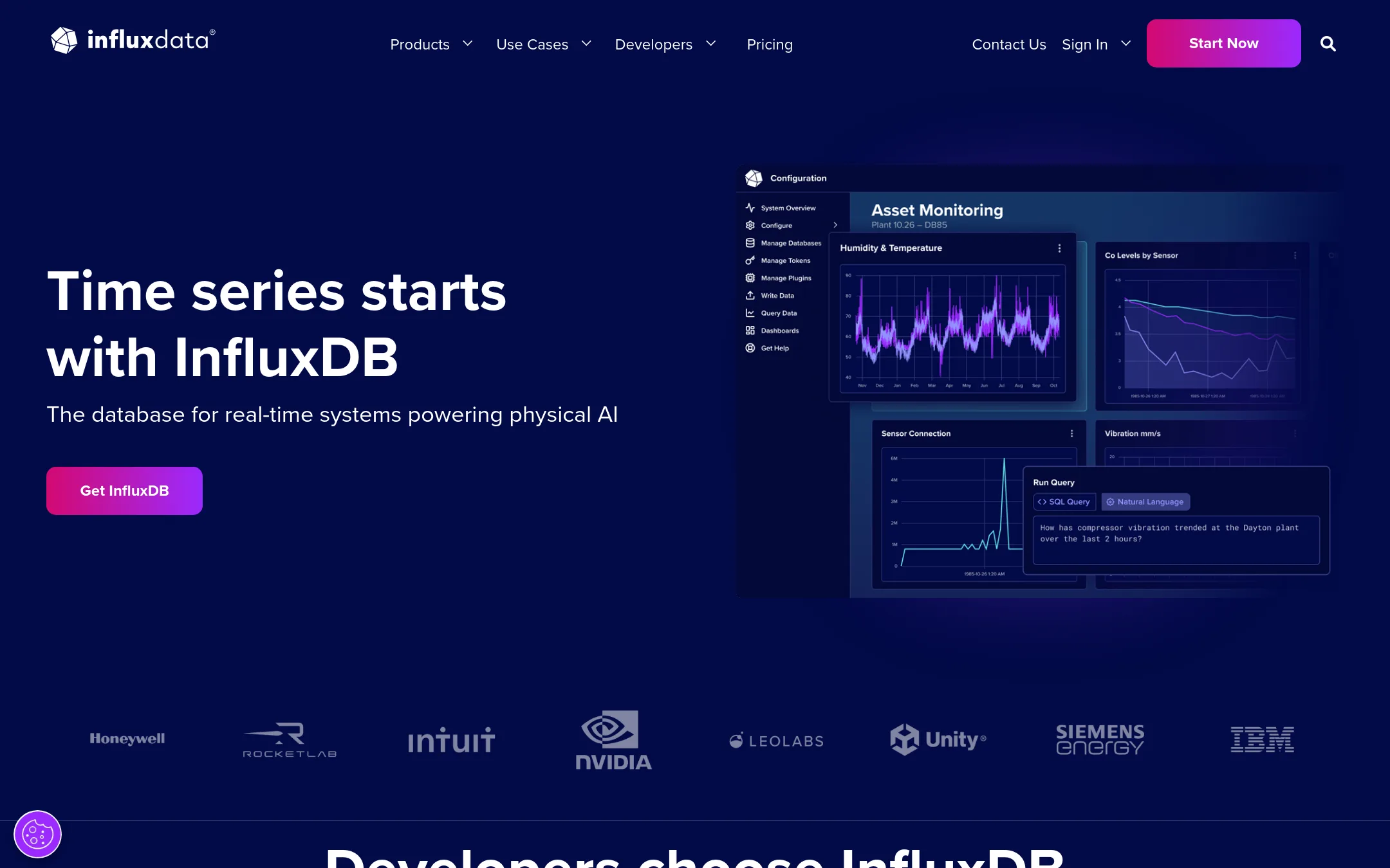 InfluxData homepage