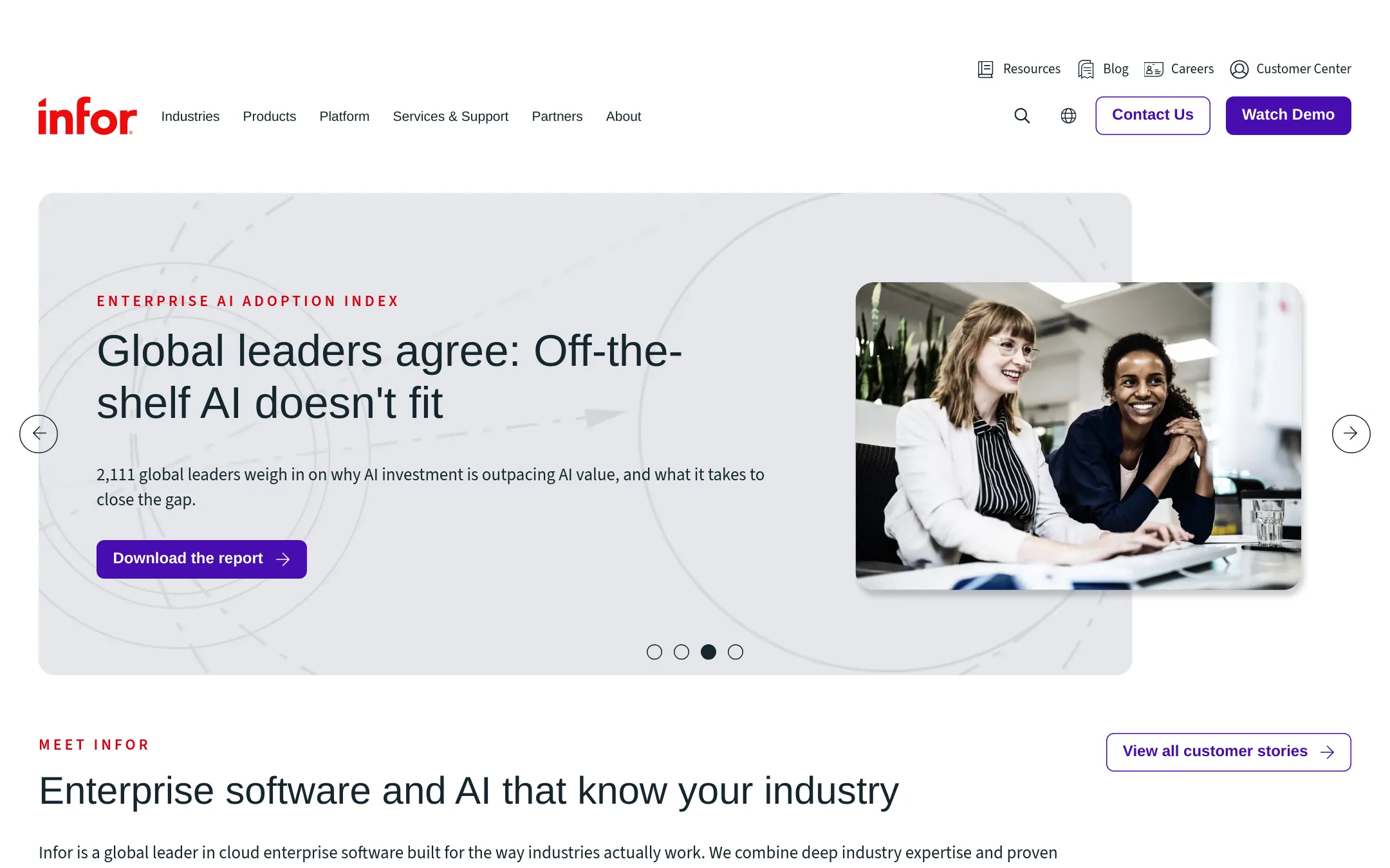 Infor CloudSuite homepage