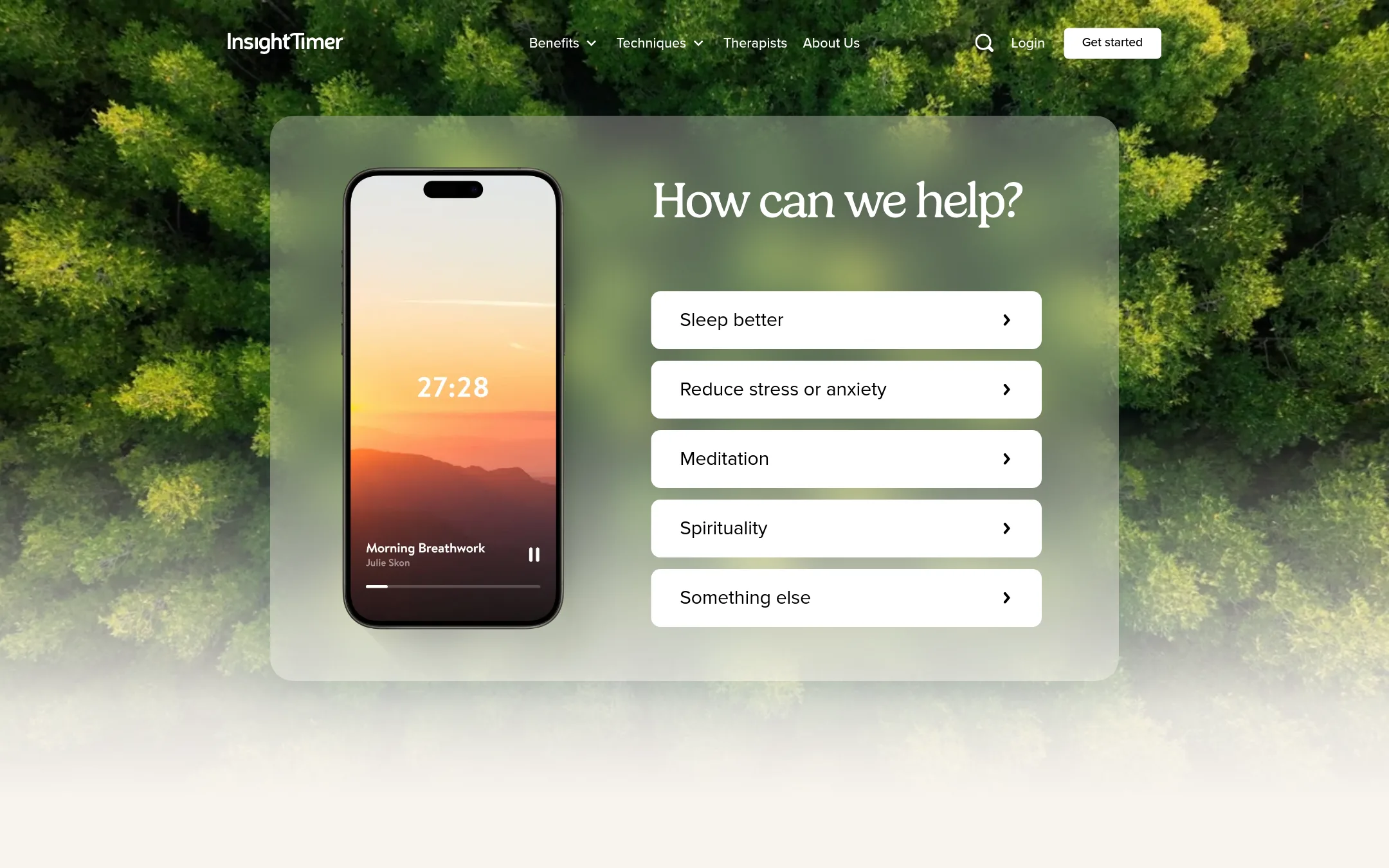 Insight Timer homepage