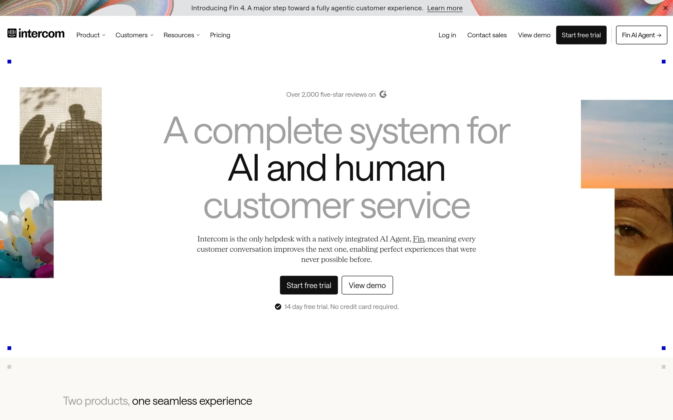 Intercom homepage