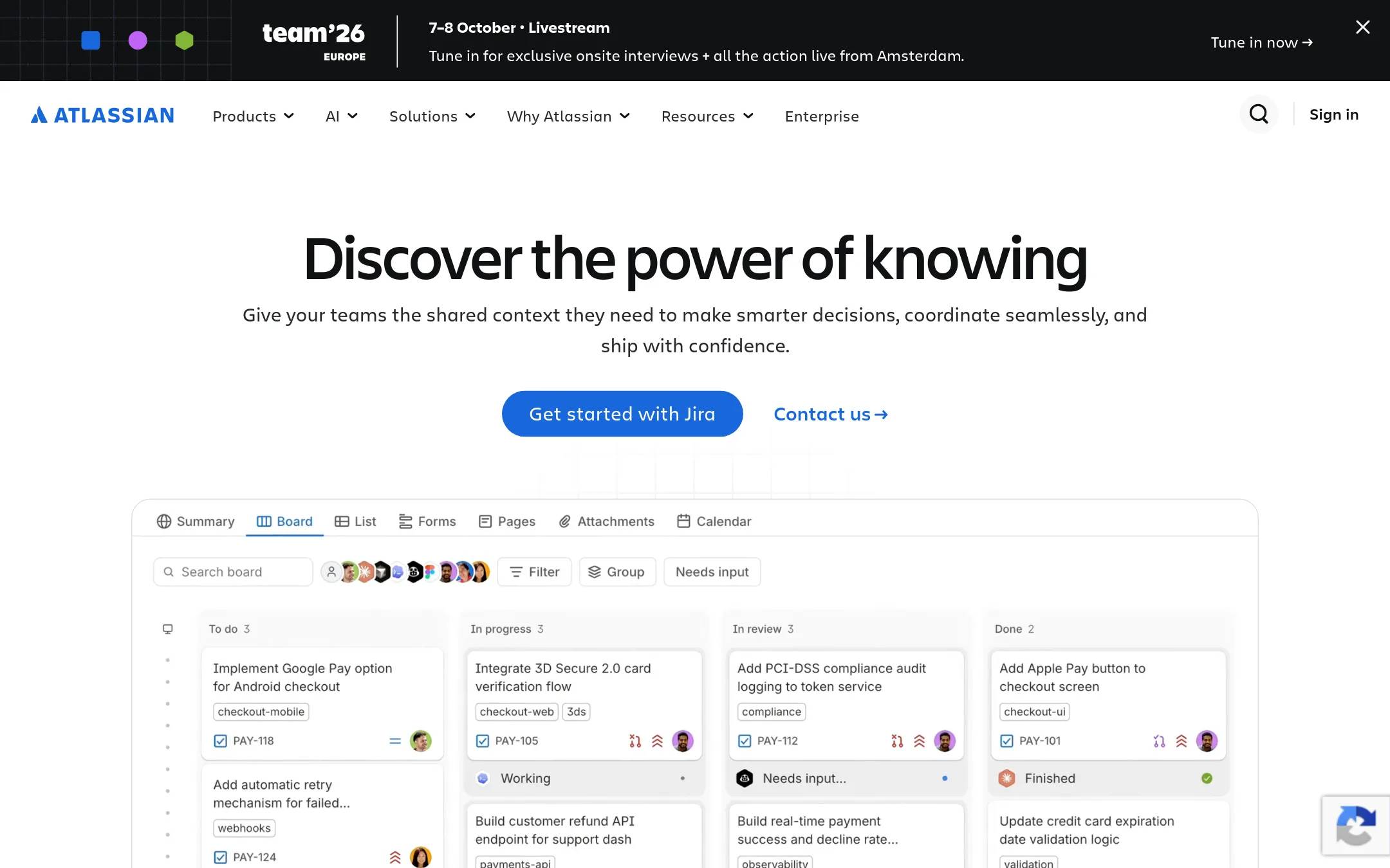 Jira homepage
