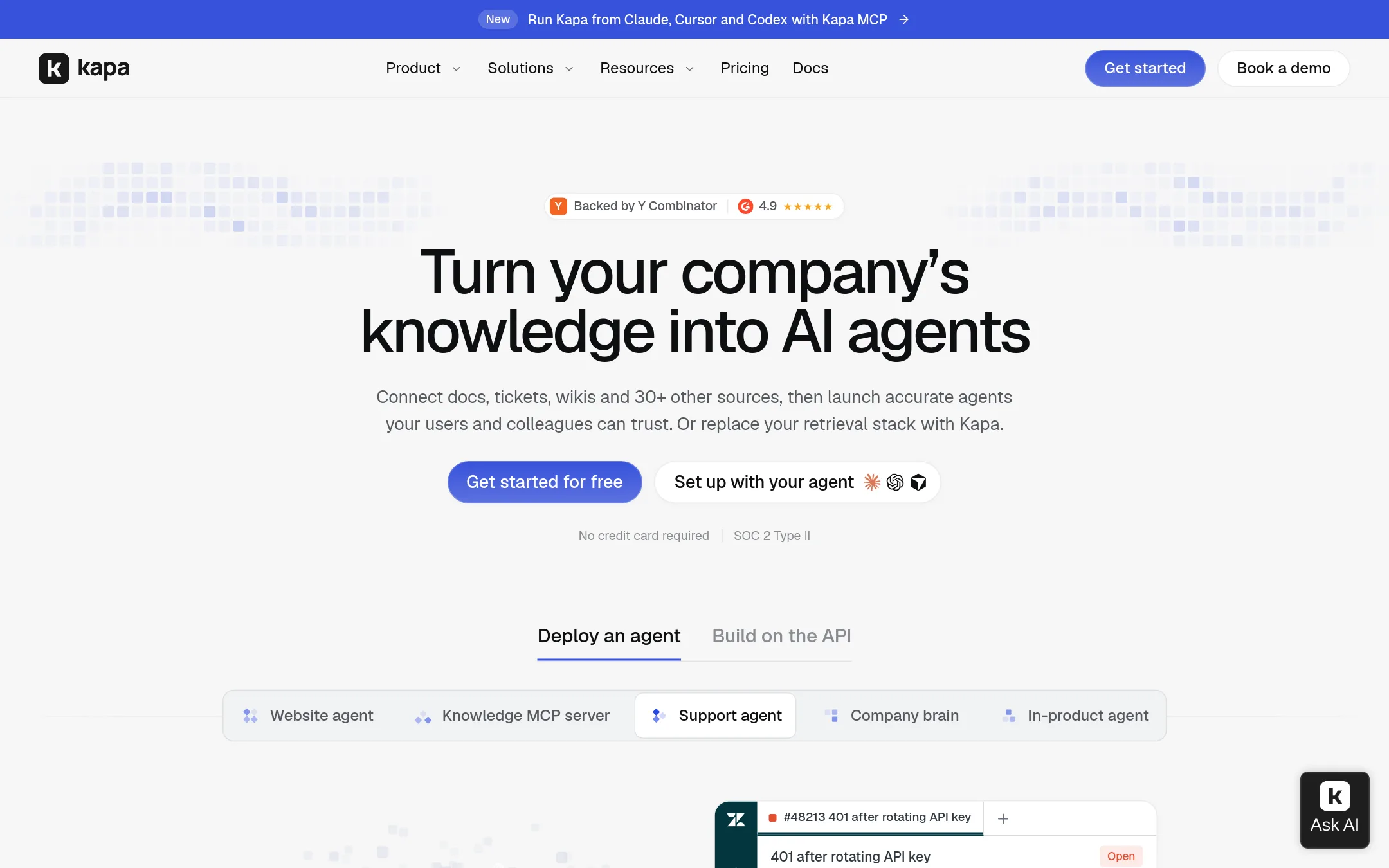 kapa.ai homepage