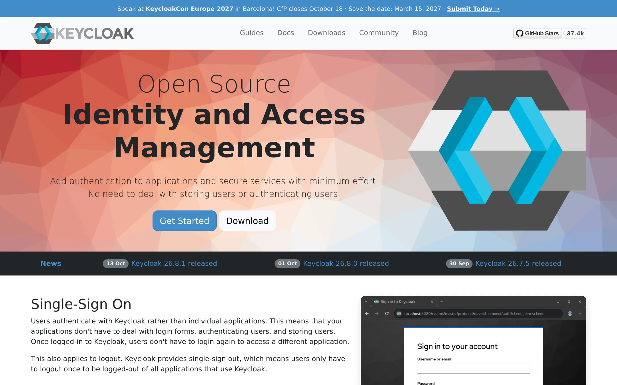 Keycloak homepage