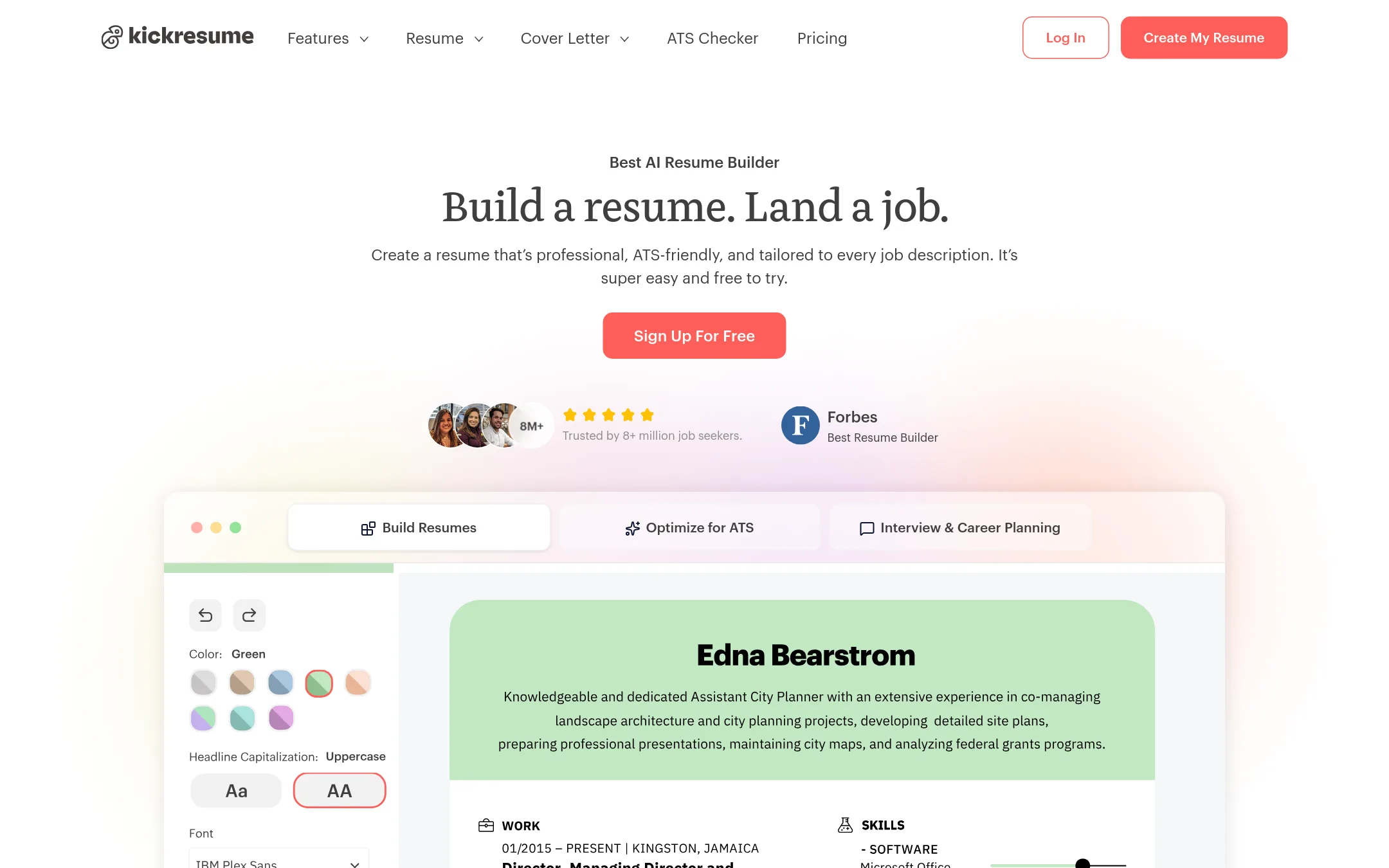 Kickresume homepage