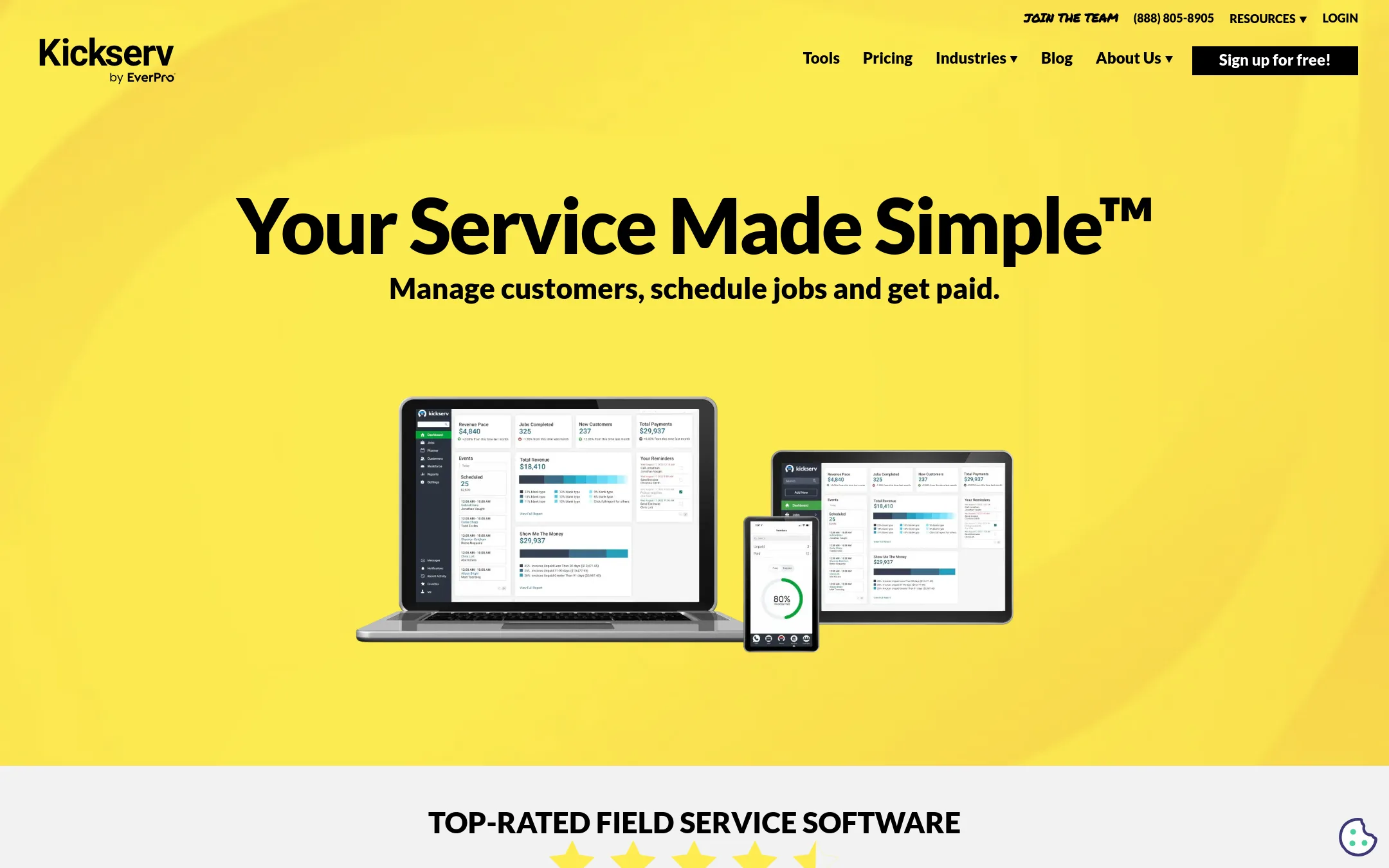 Kickserv homepage