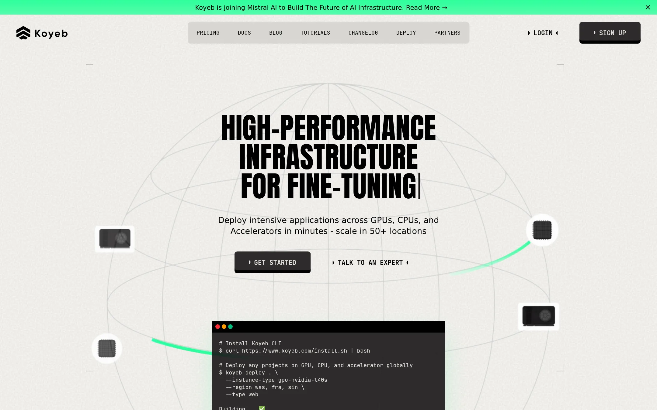 Koyeb homepage
