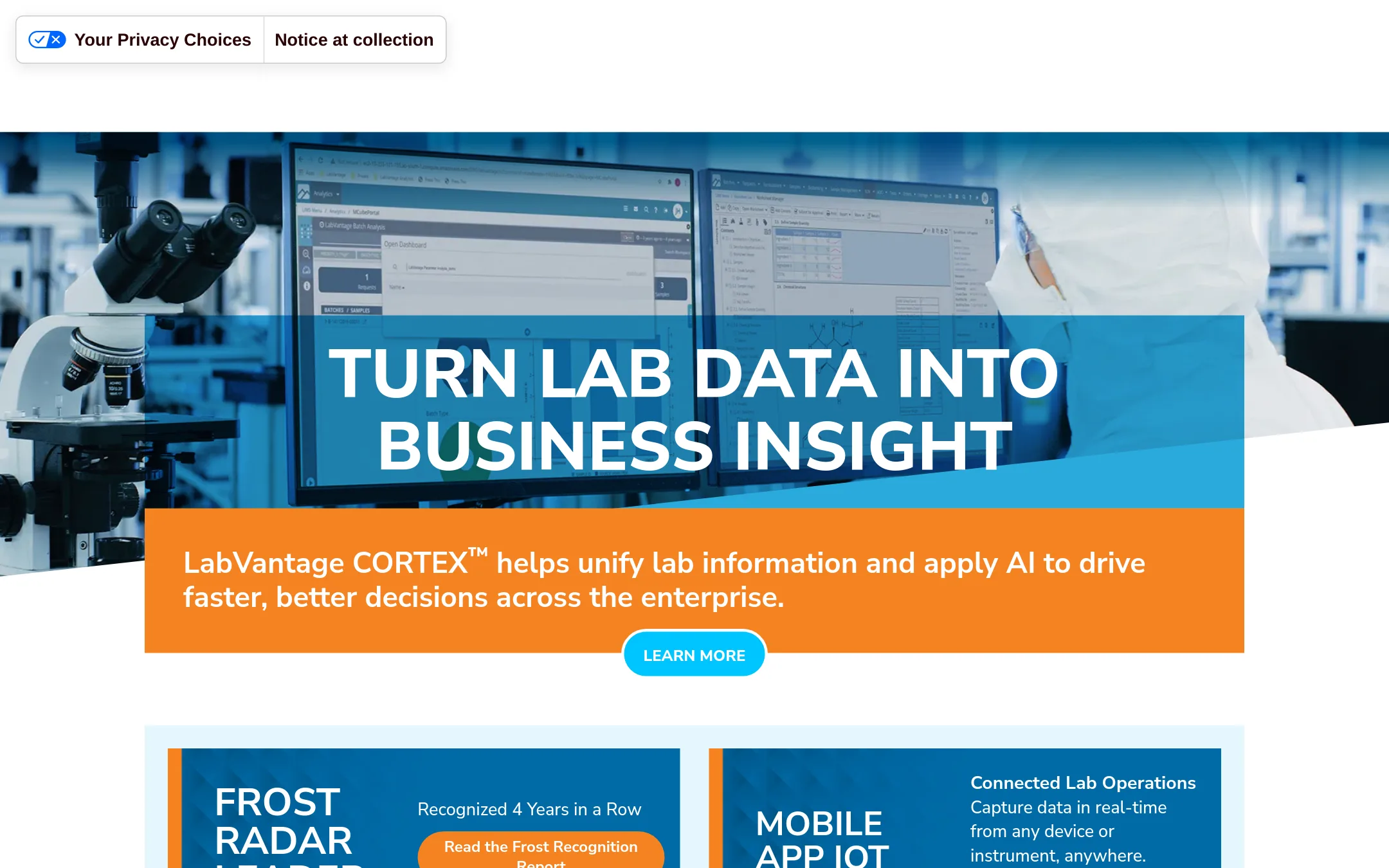LabVantage LIMS homepage