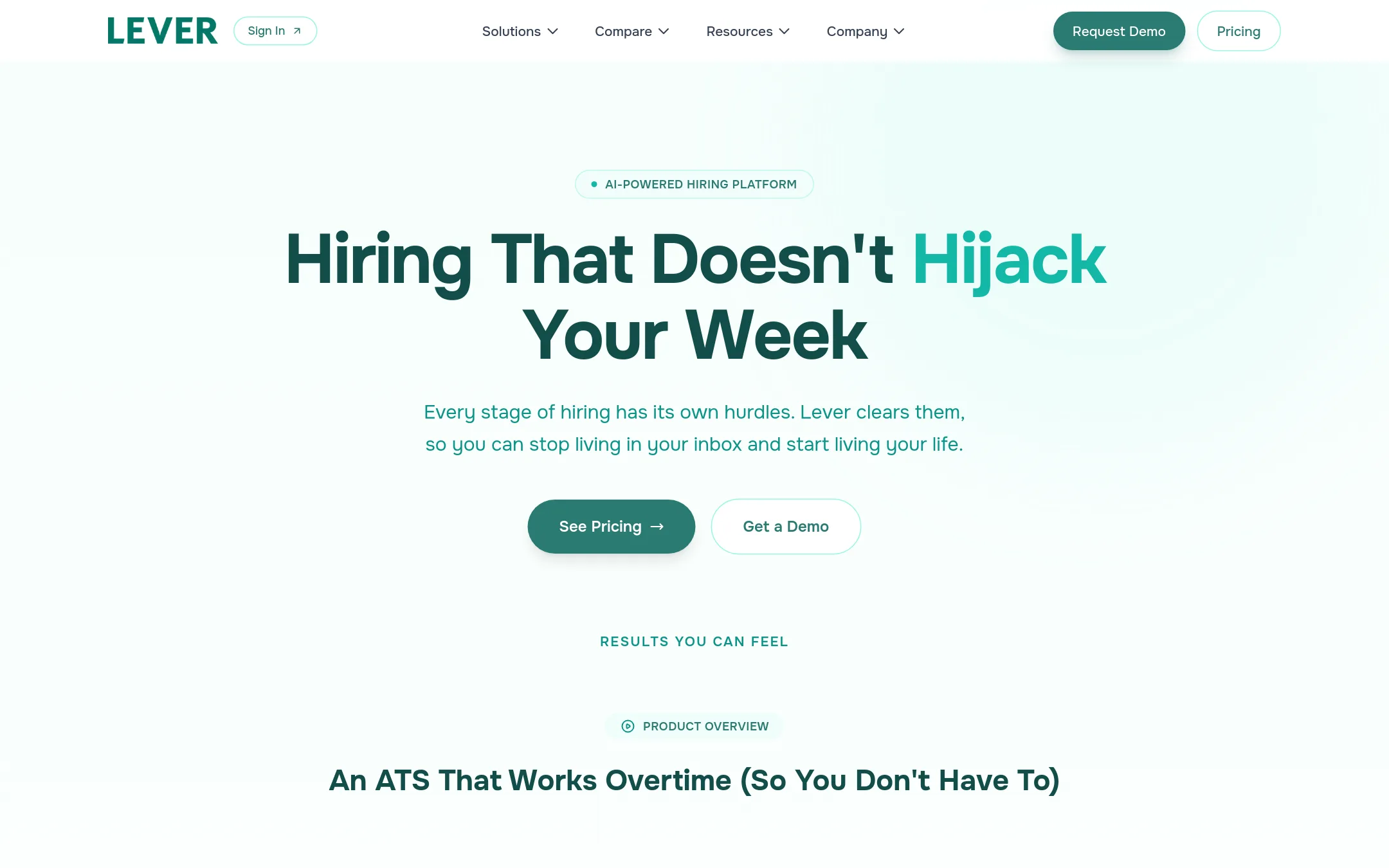 Lever homepage