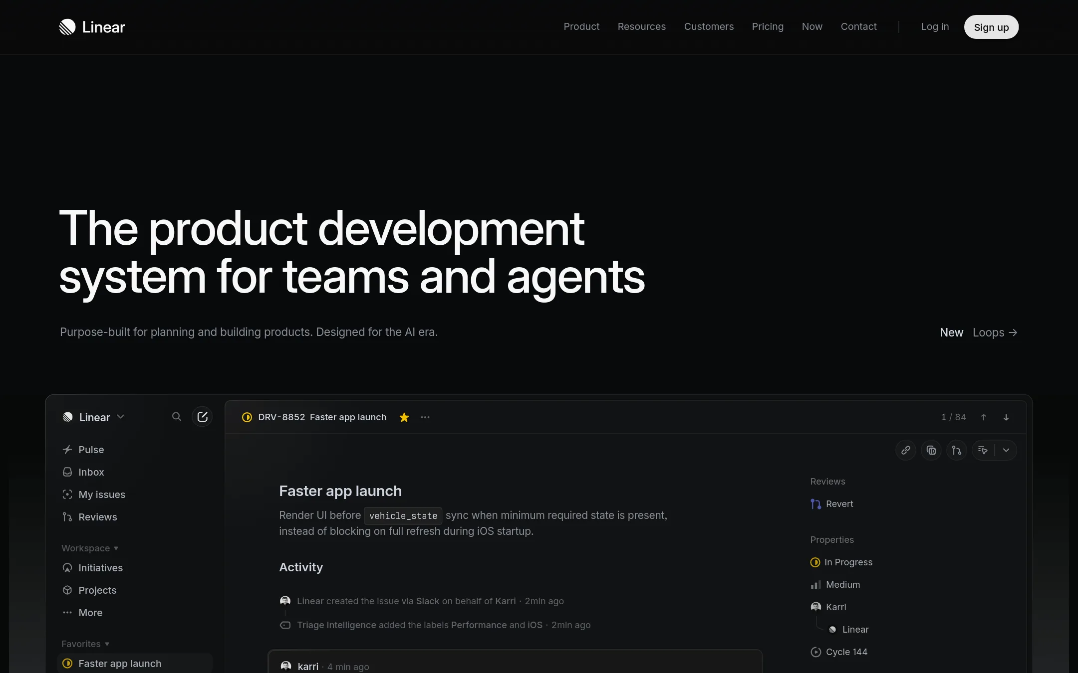 Linear homepage