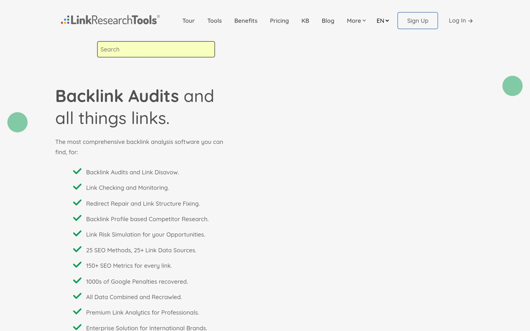 LinkResearchTools homepage