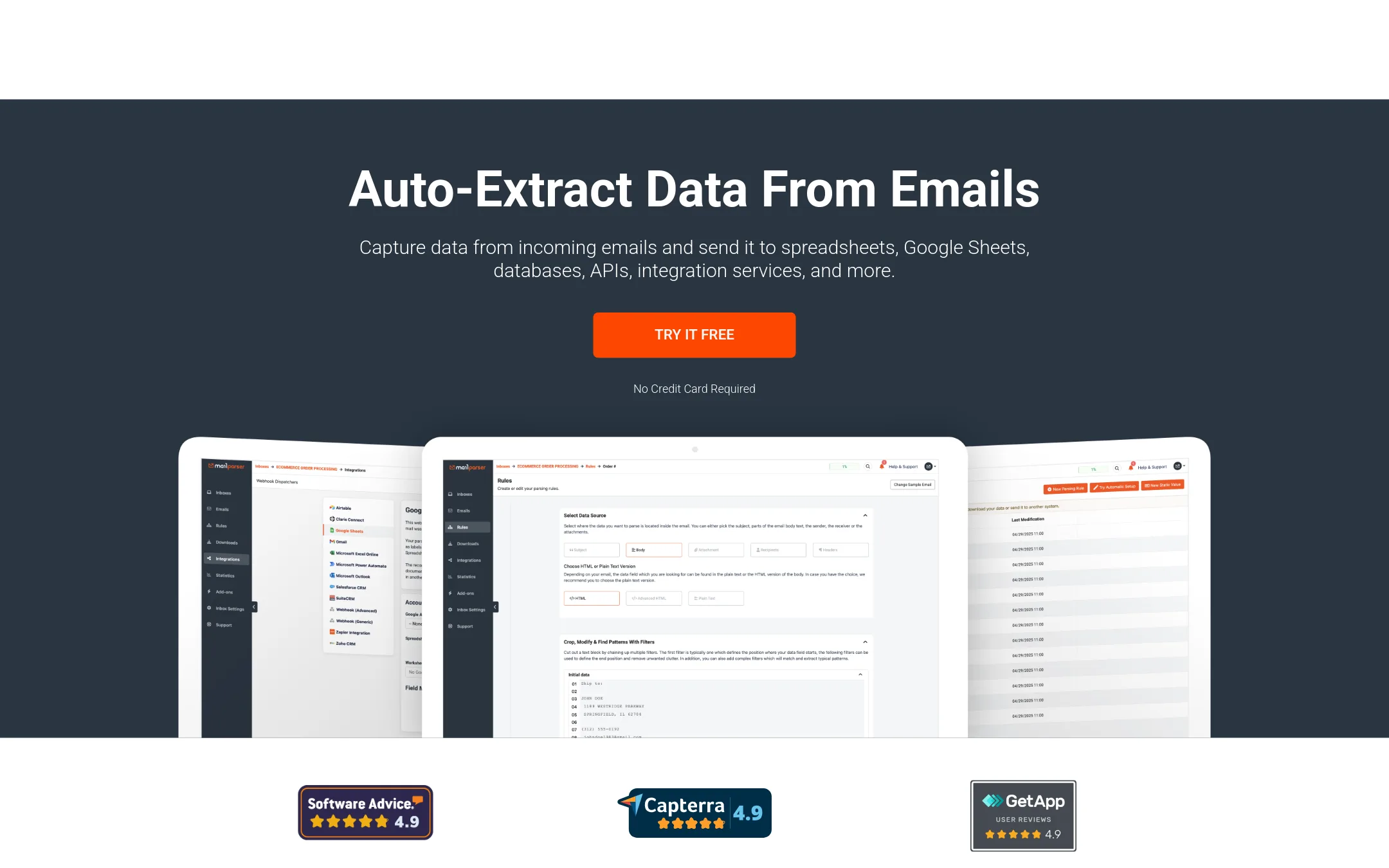 Mailparser.io homepage