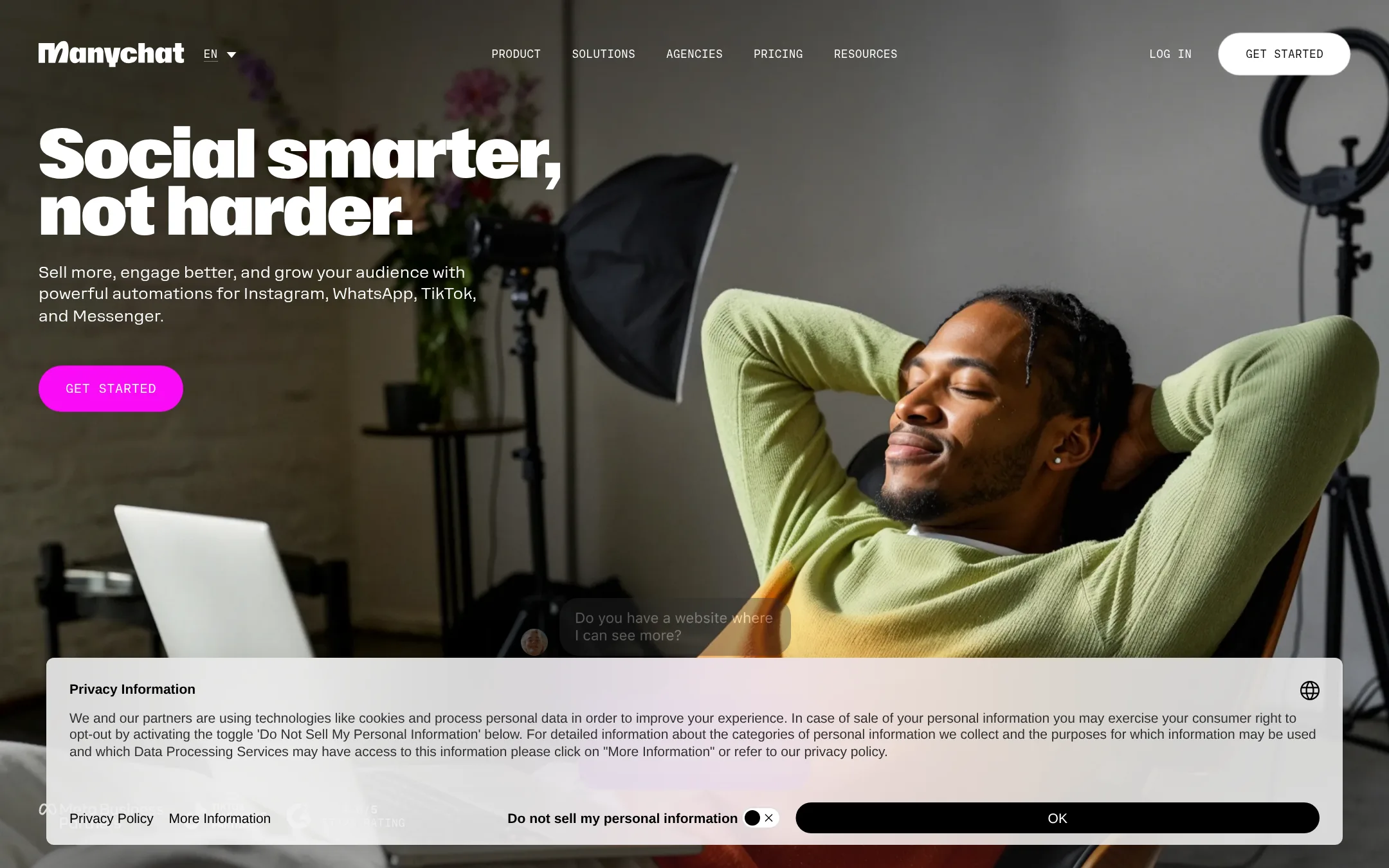 ManyChat homepage
