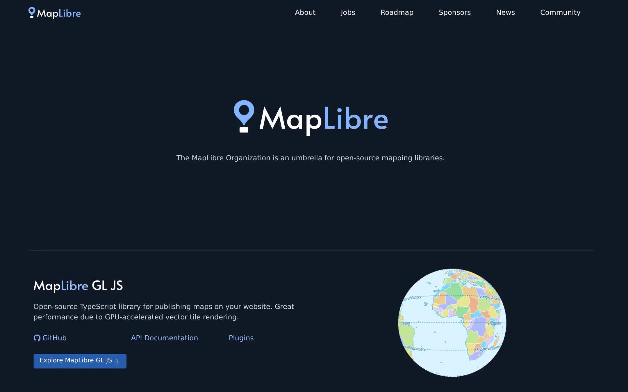 MapLibre GL JS homepage