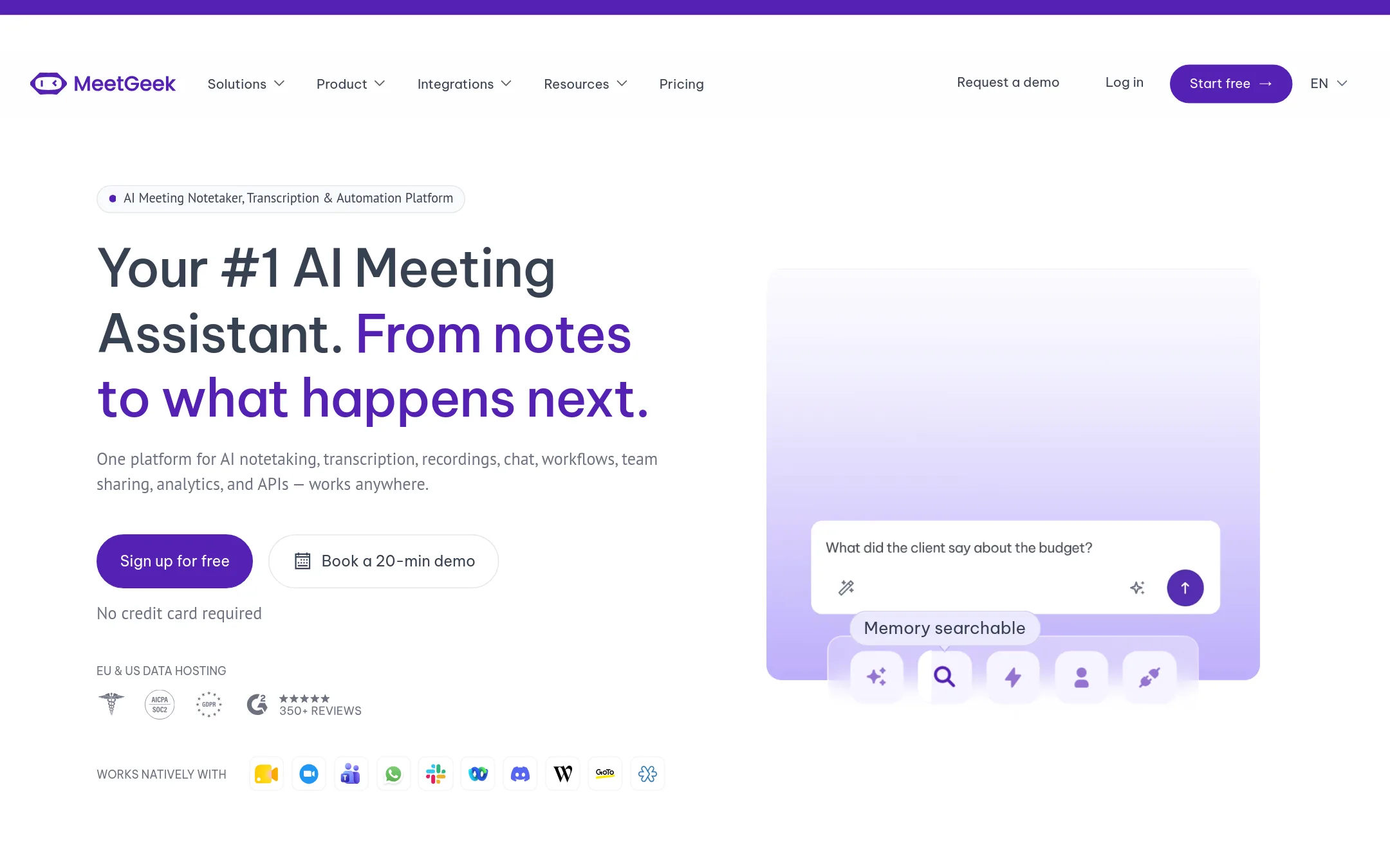 MeetGeek homepage