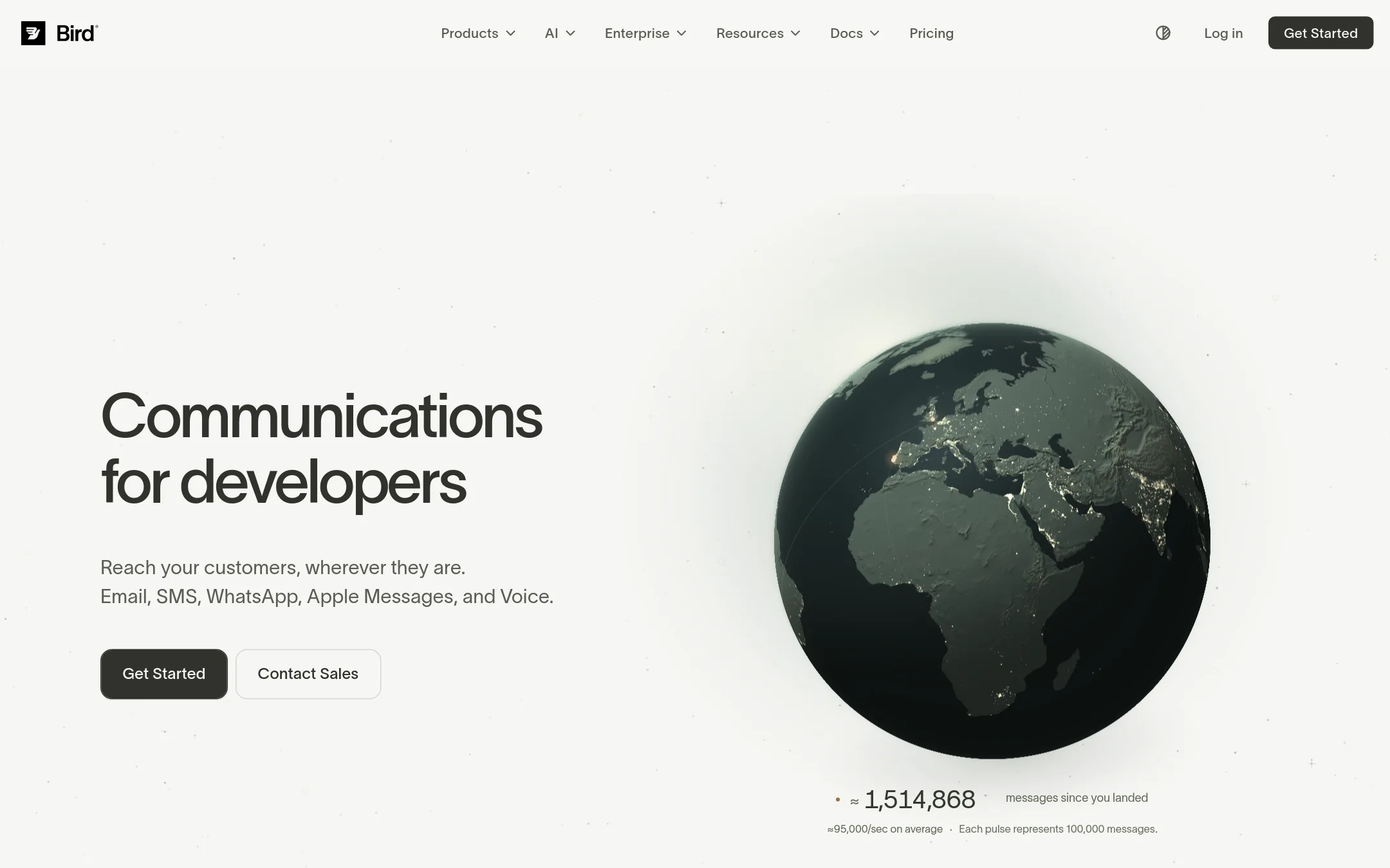 MessageBird homepage