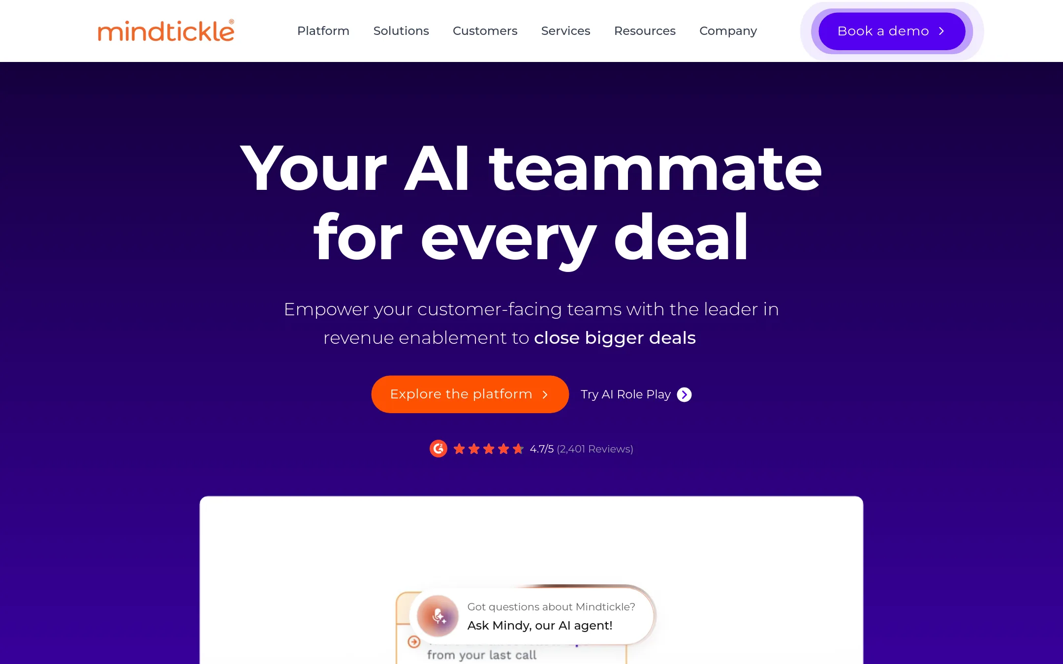 MindTickle homepage