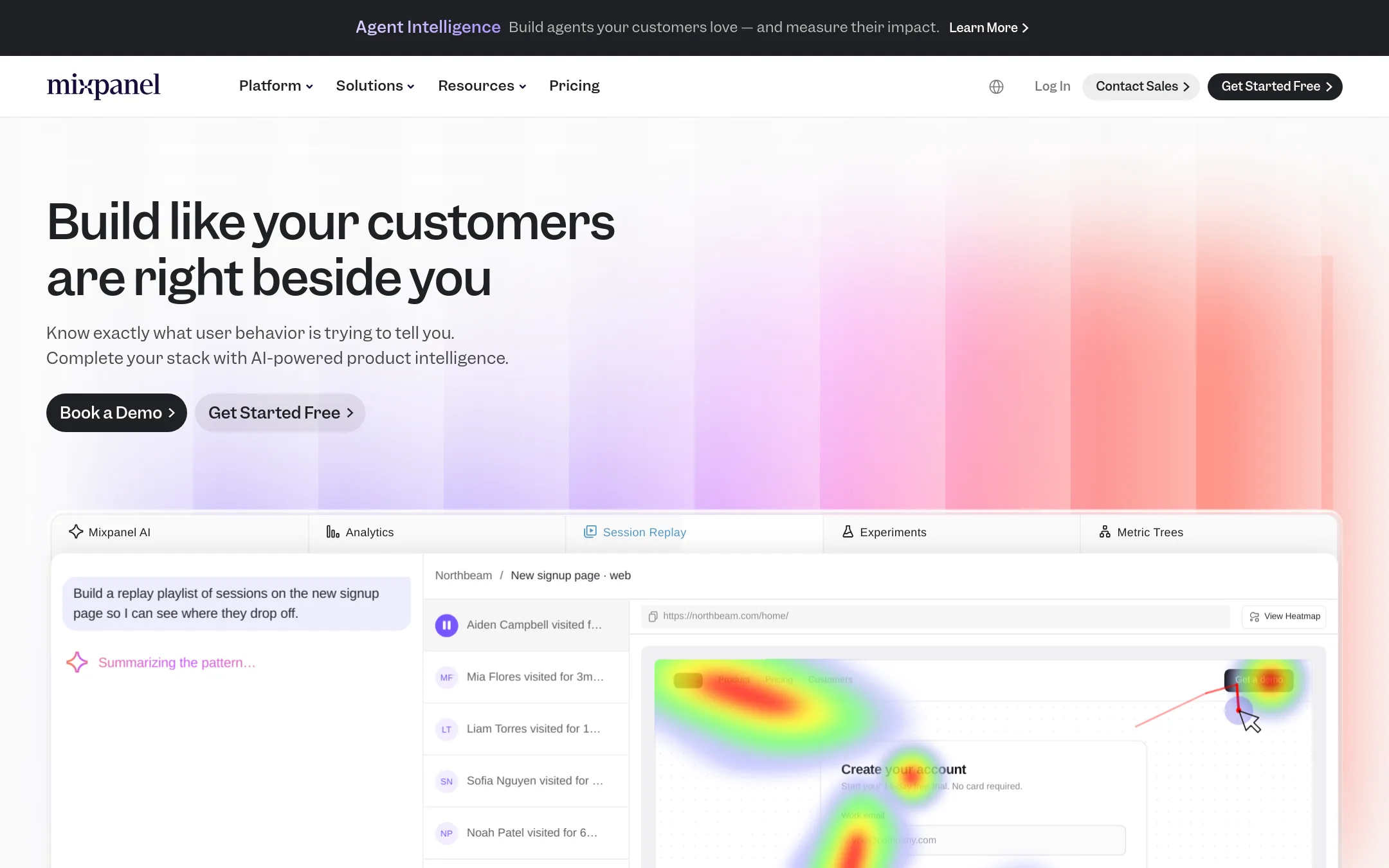 Mixpanel homepage