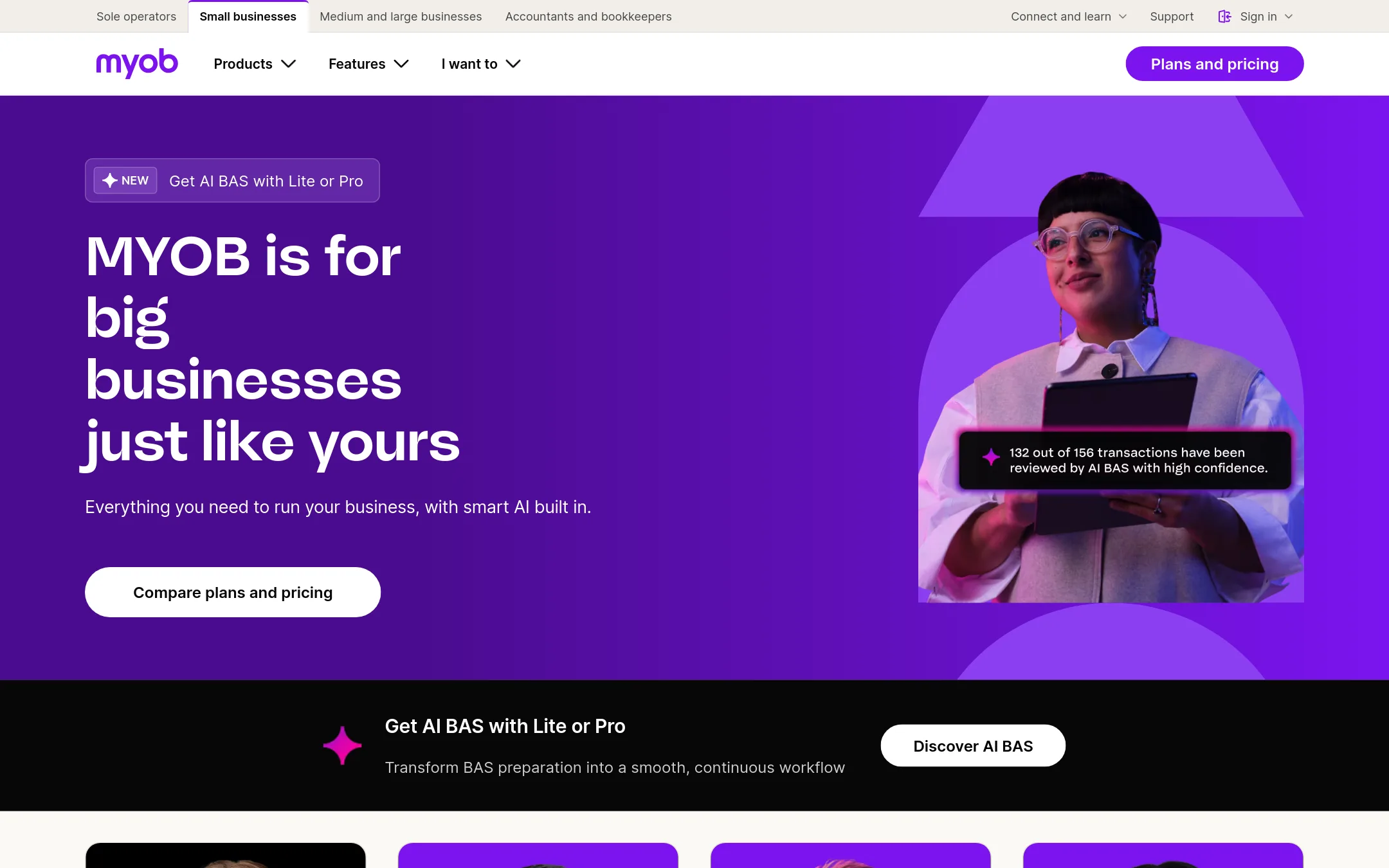 MYOB homepage