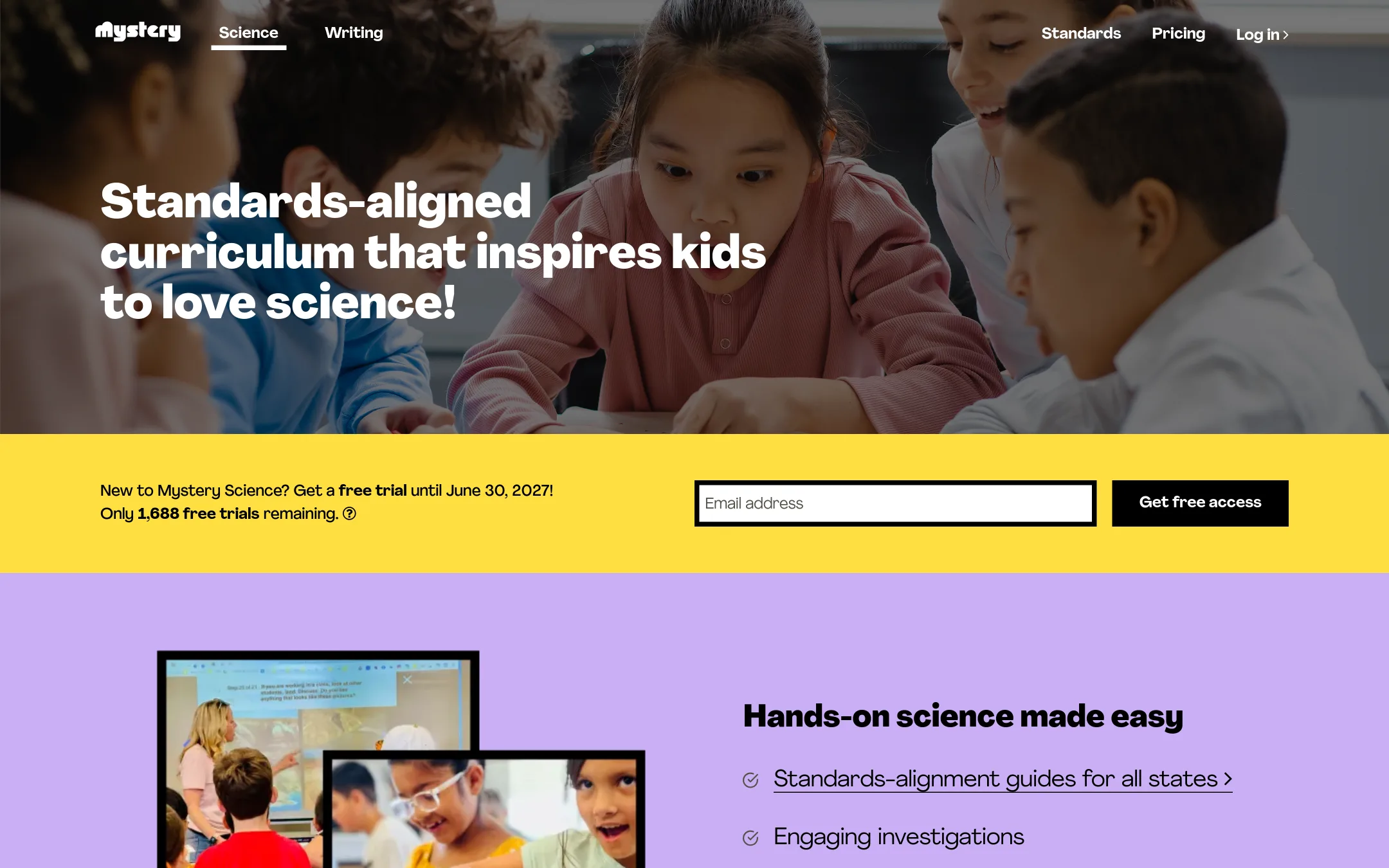 Mystery Science homepage