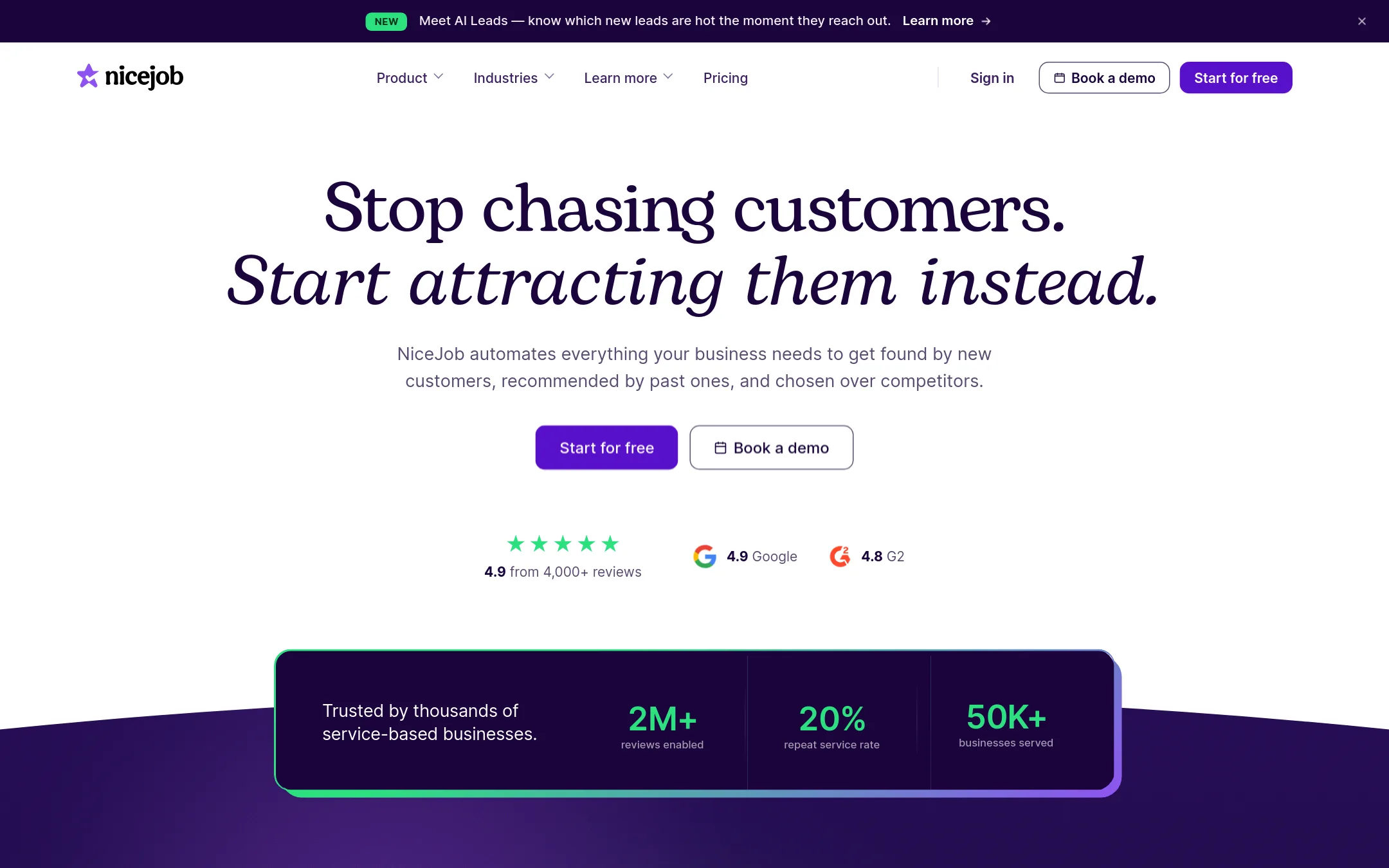 NiceJob homepage