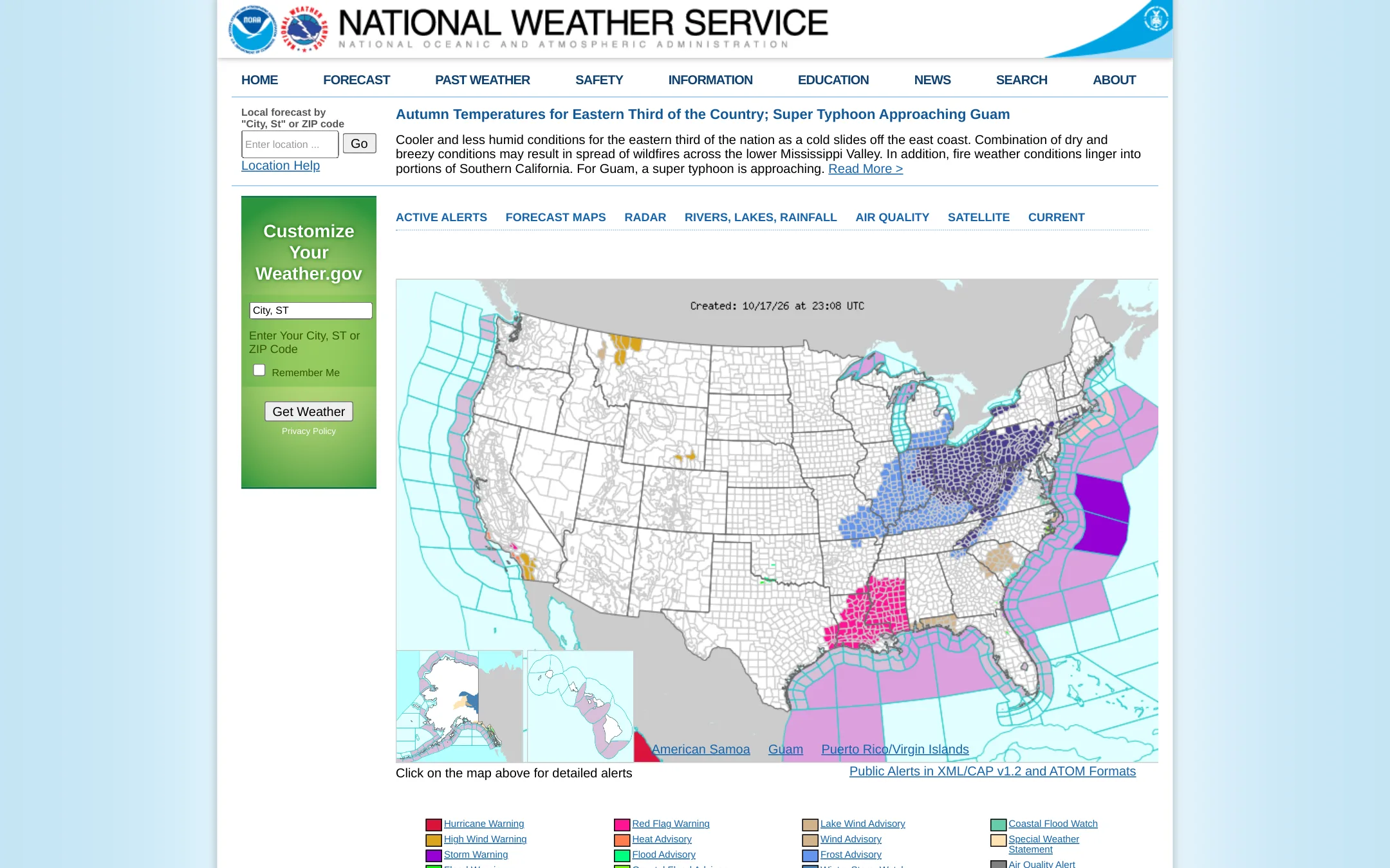NOAA NWS homepage