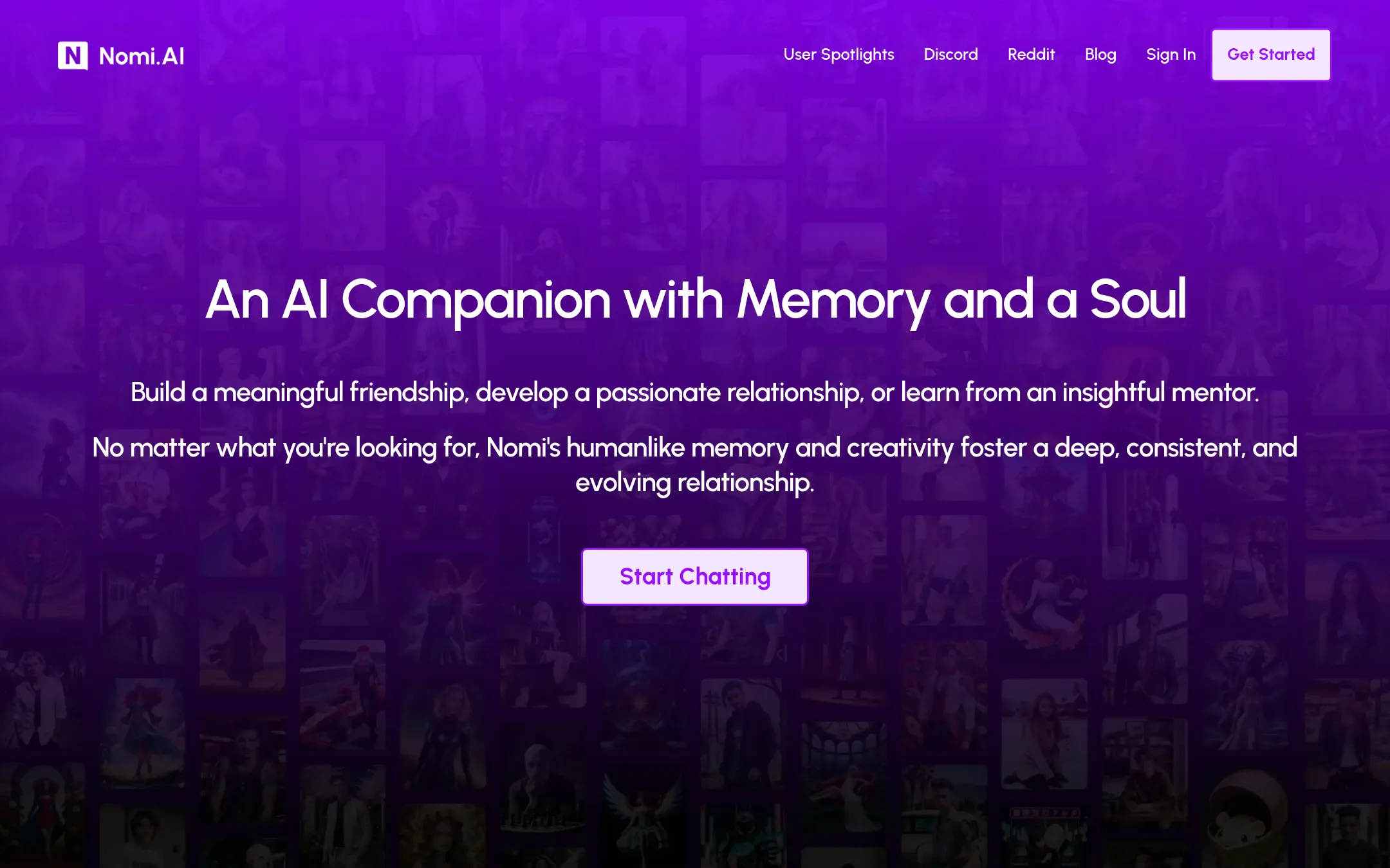 Nomi.ai homepage