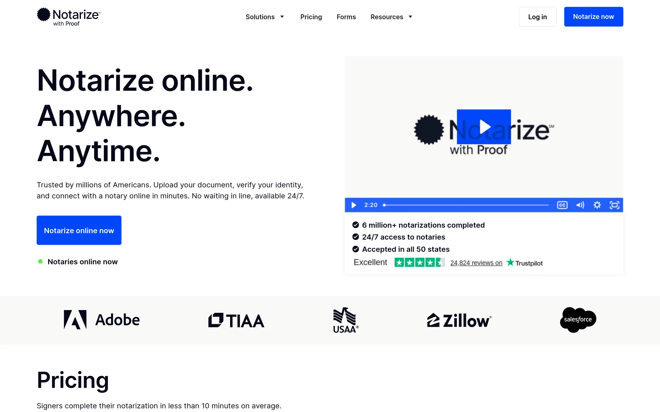 Notarize homepage