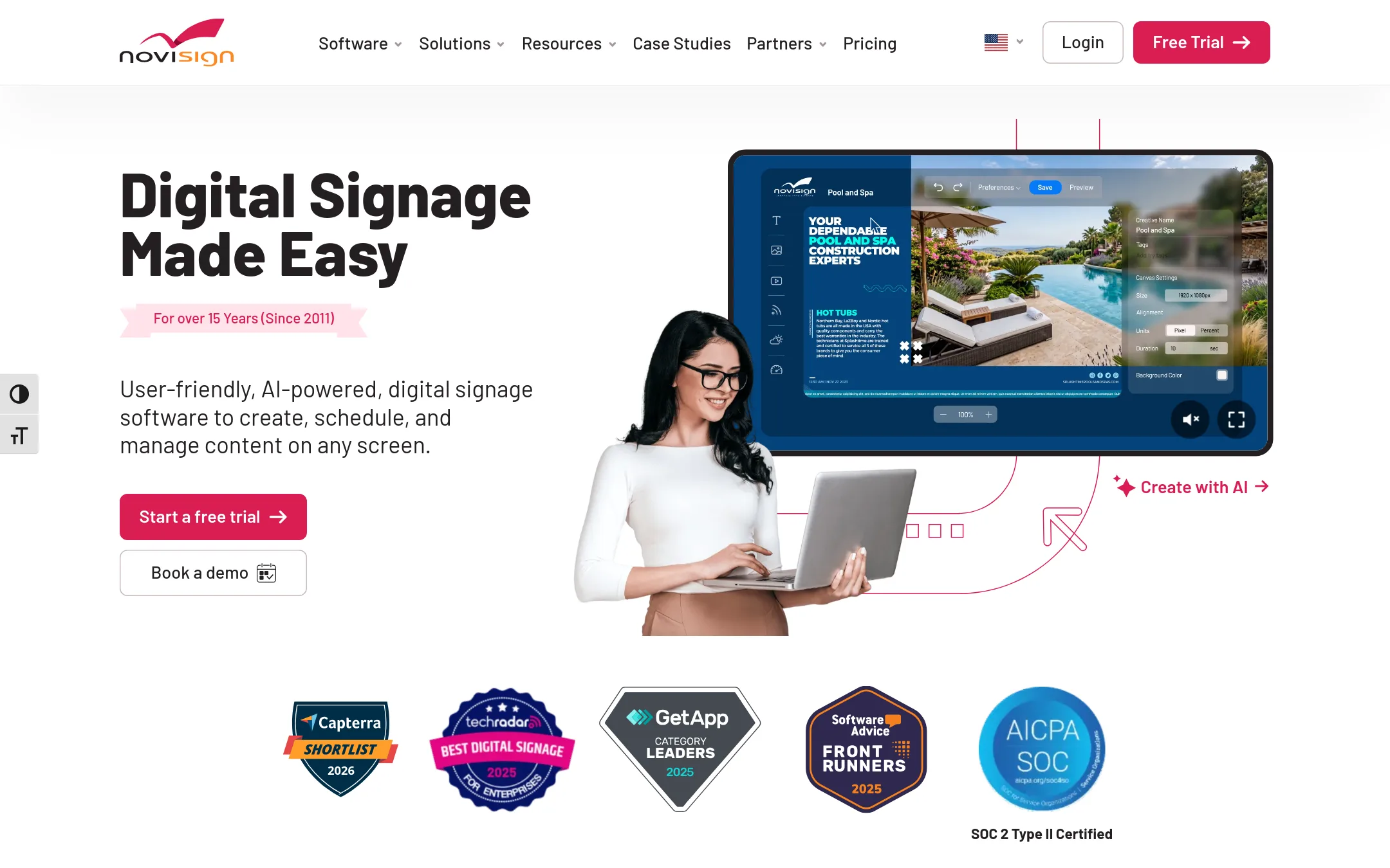 NoviSign homepage