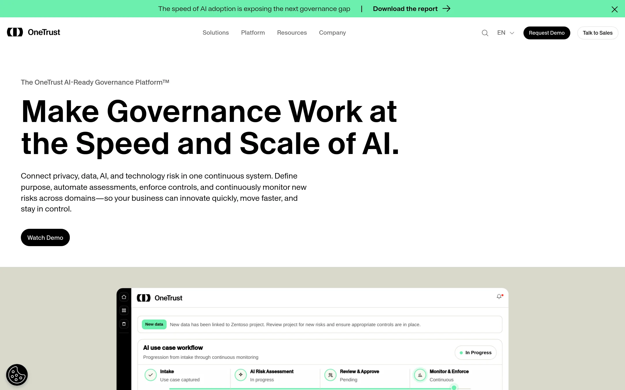 OneTrust homepage