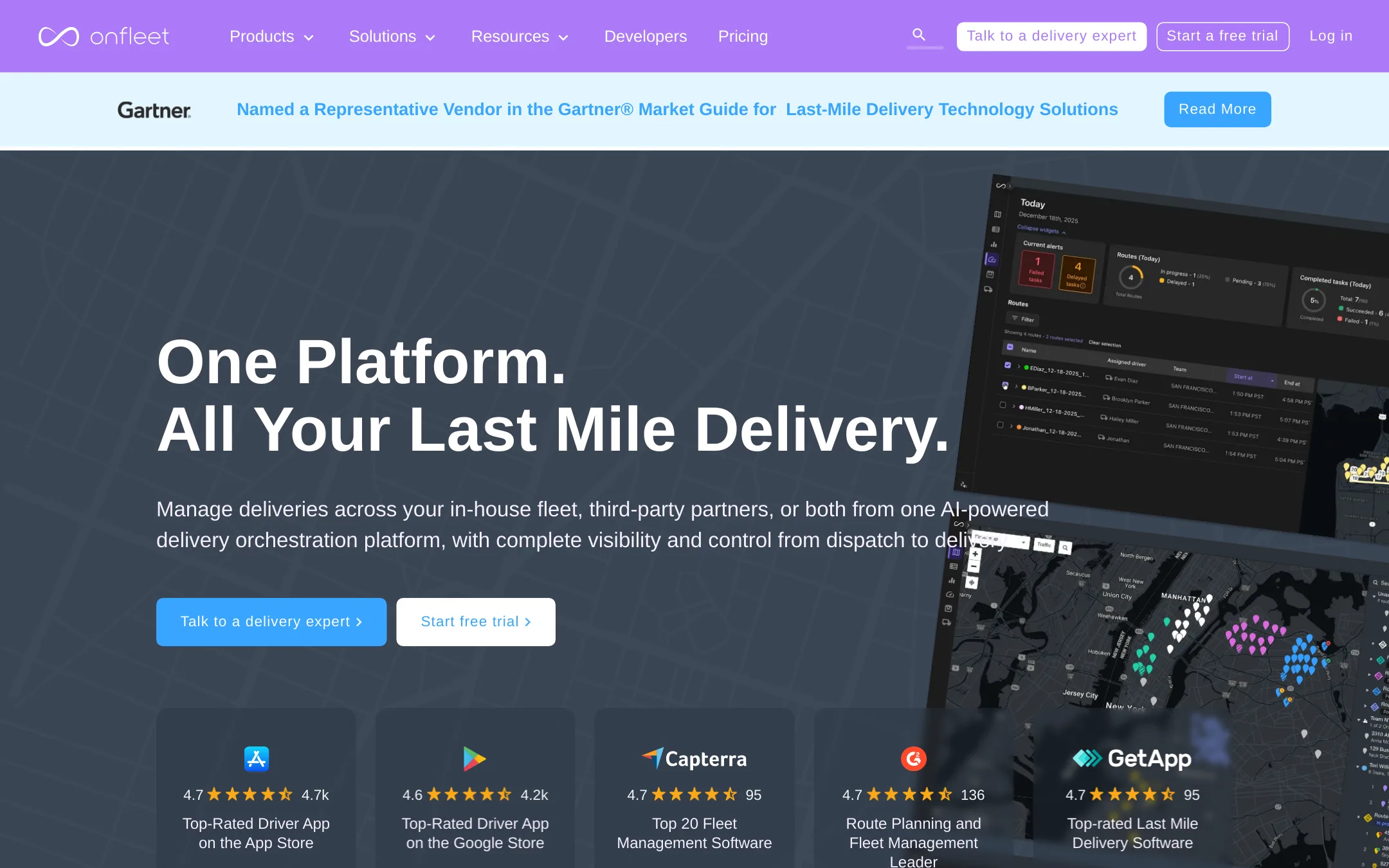 Onfleet homepage