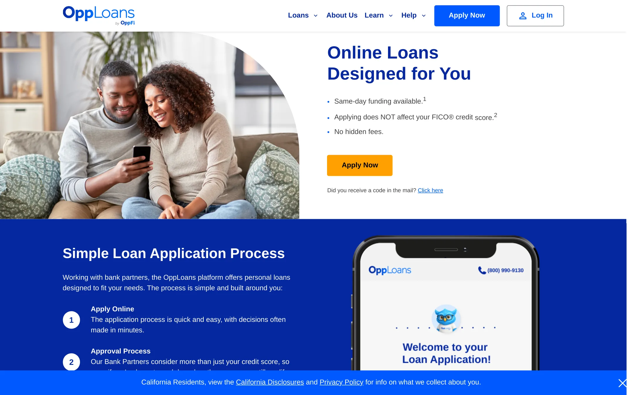 OppLoans homepage