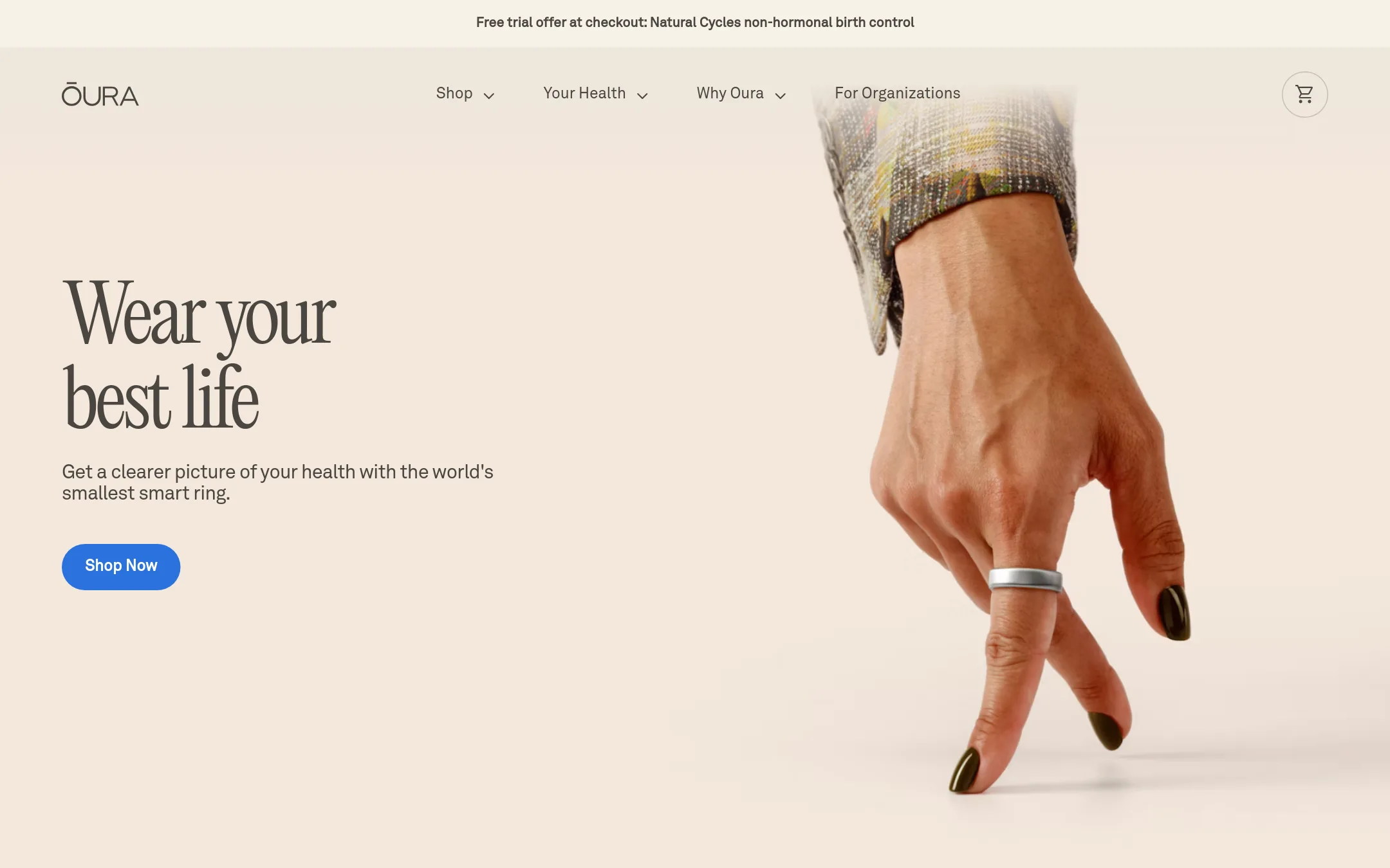 Oura Ring homepage