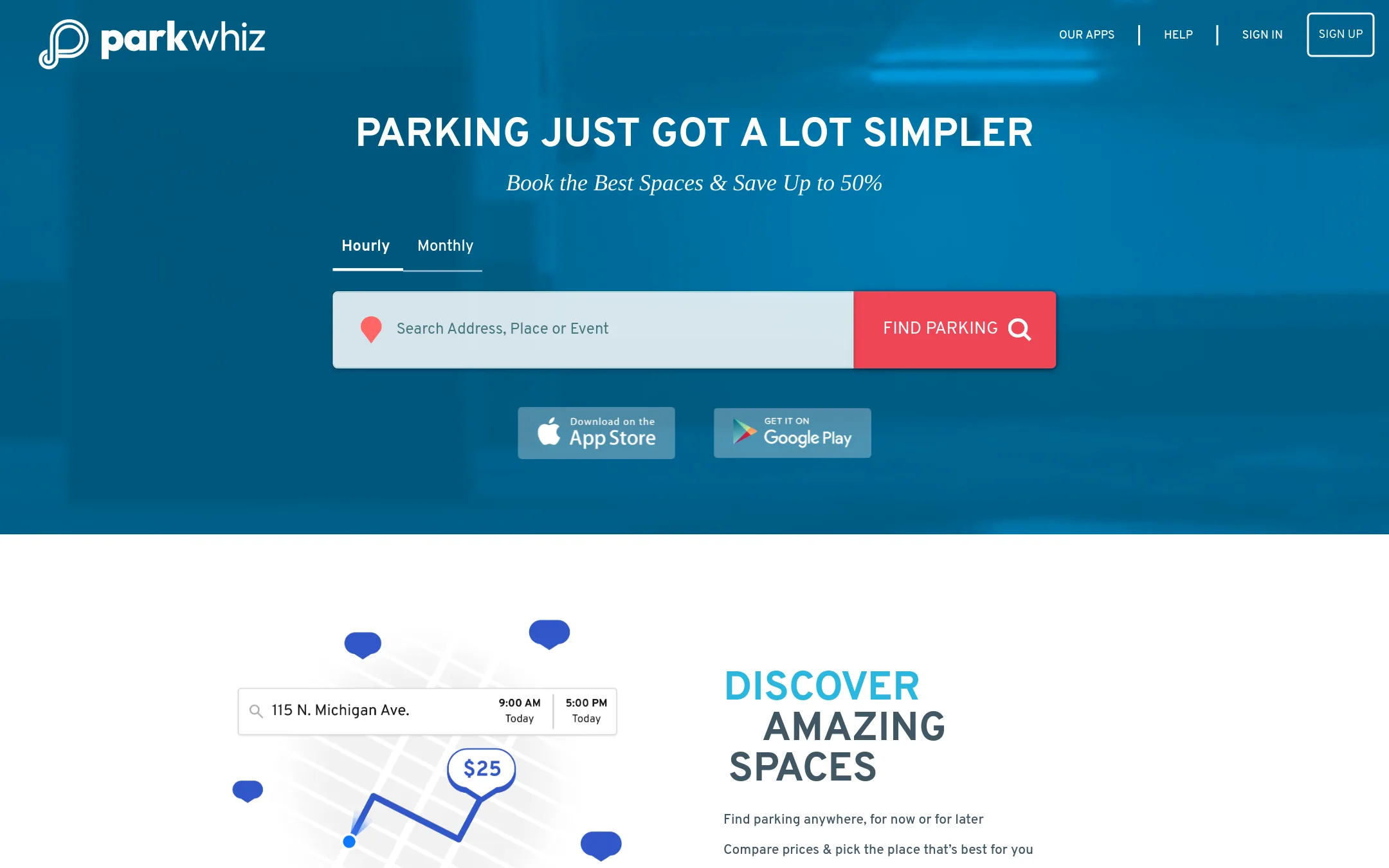 ParkWhiz homepage