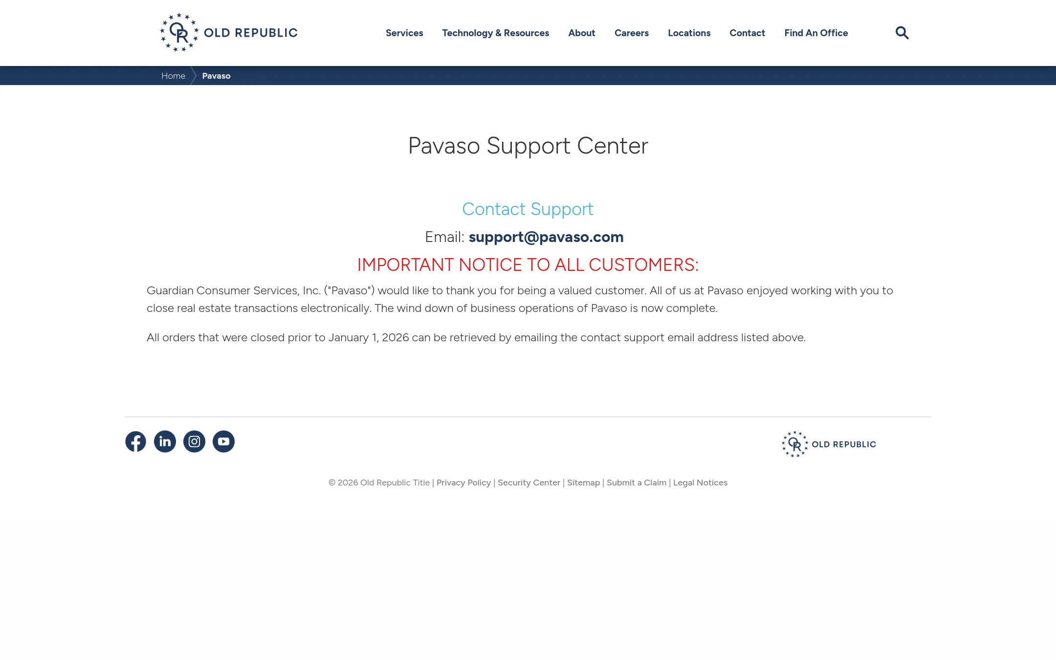 Pavaso homepage