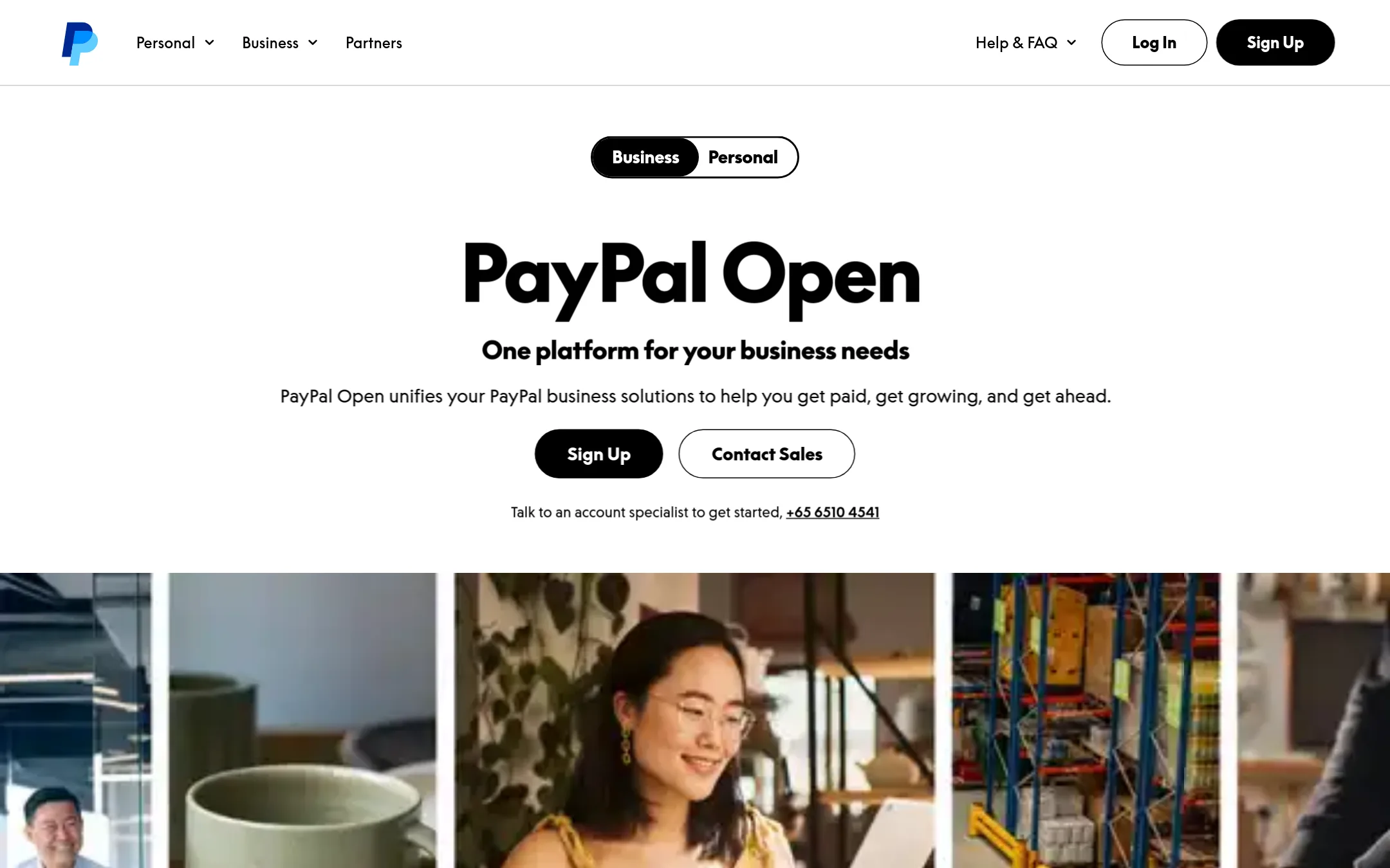 PayPal homepage