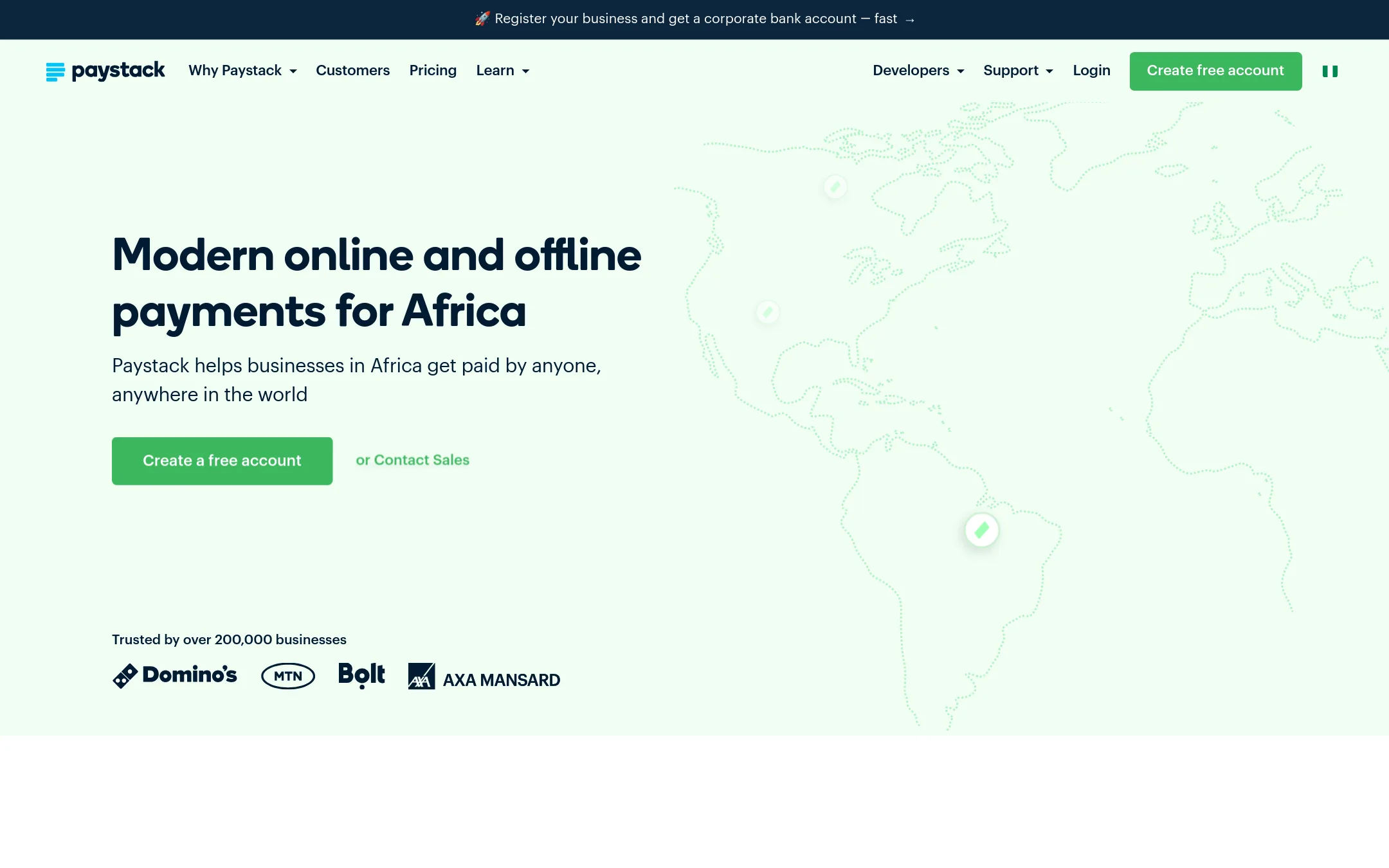 Paystack homepage