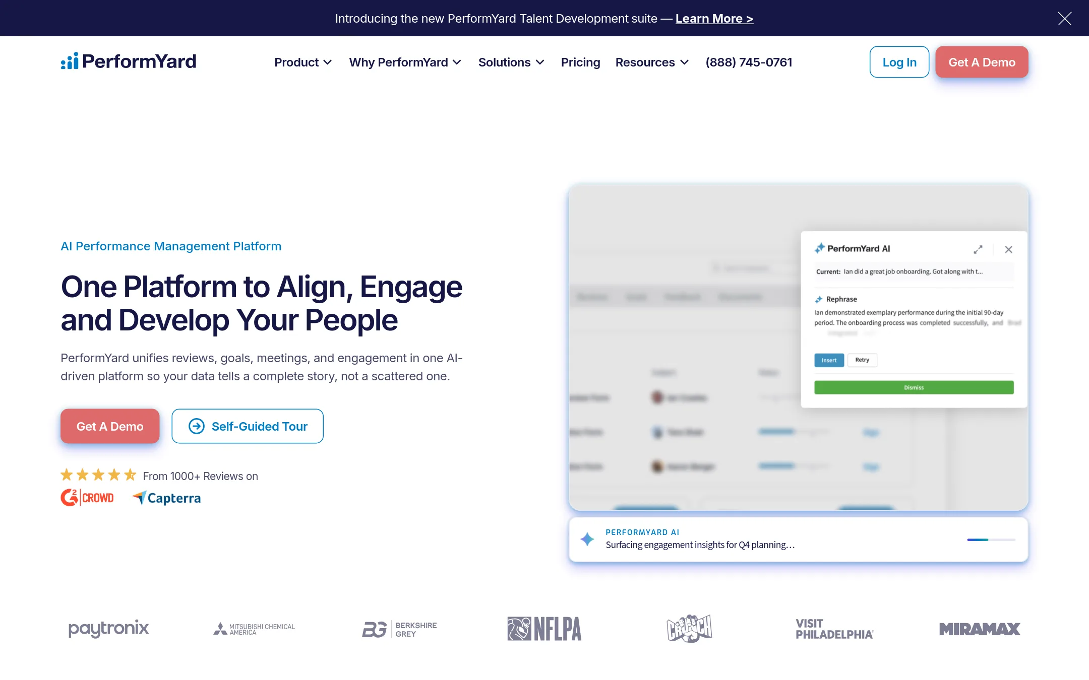 PerformYard homepage
