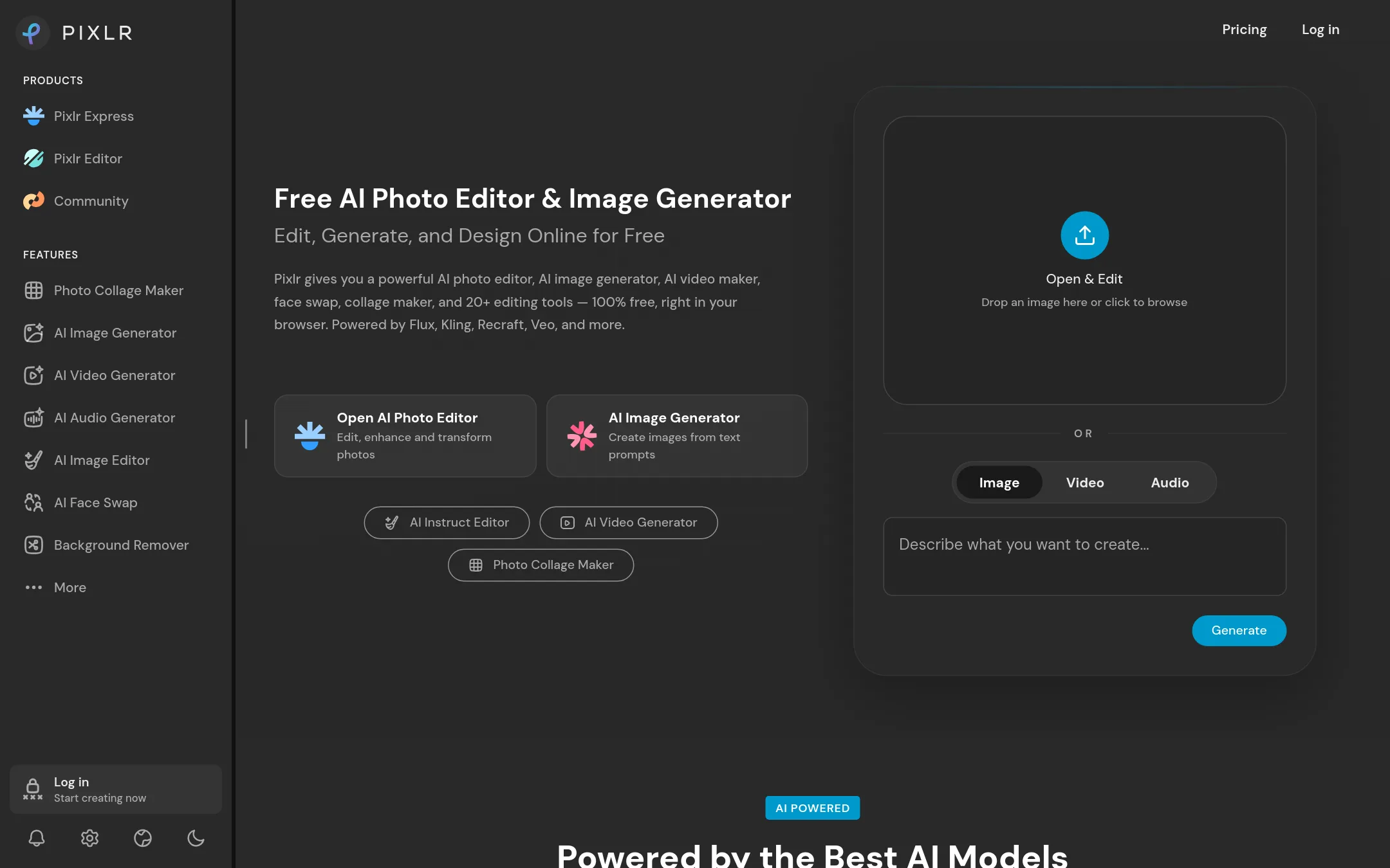Pixlr homepage