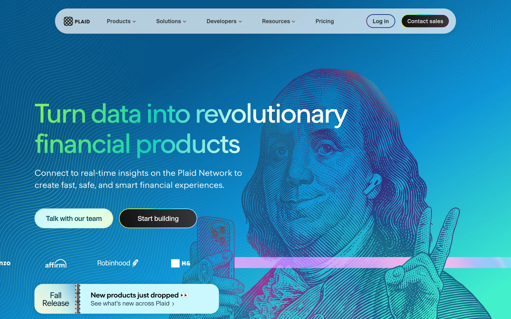 Plaid homepage