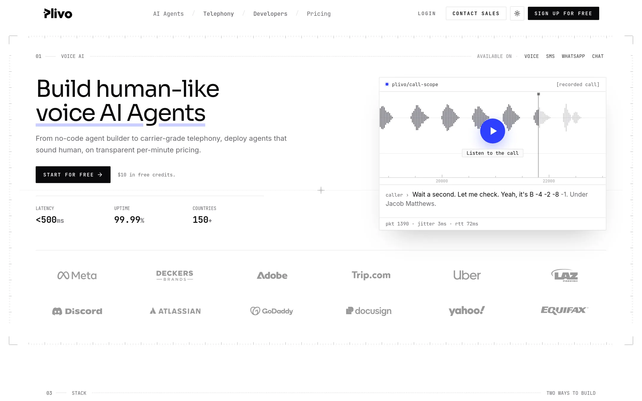 Plivo homepage
