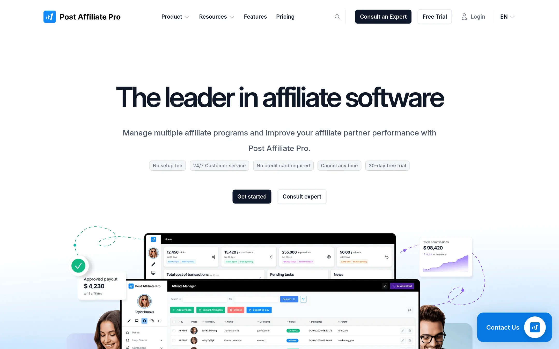 Post Affiliate Pro homepage