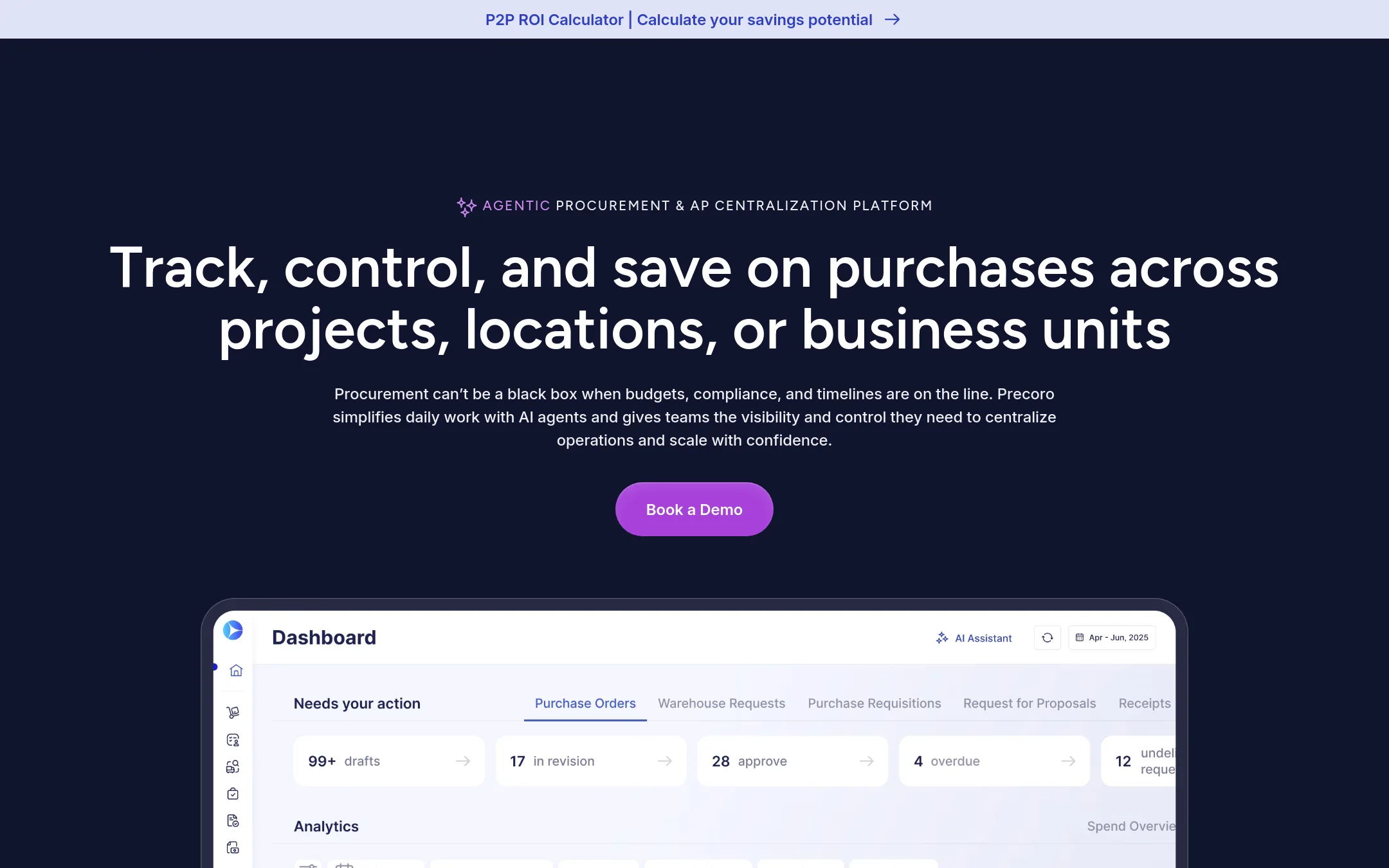 Precoro homepage