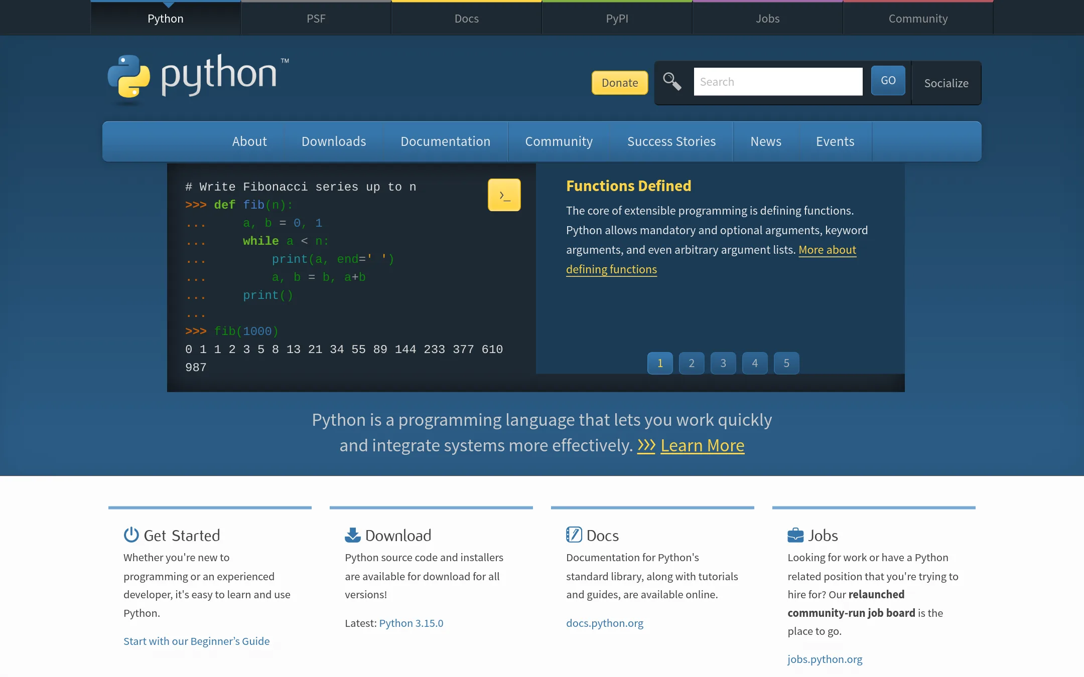 Python with Matplotlib homepage
