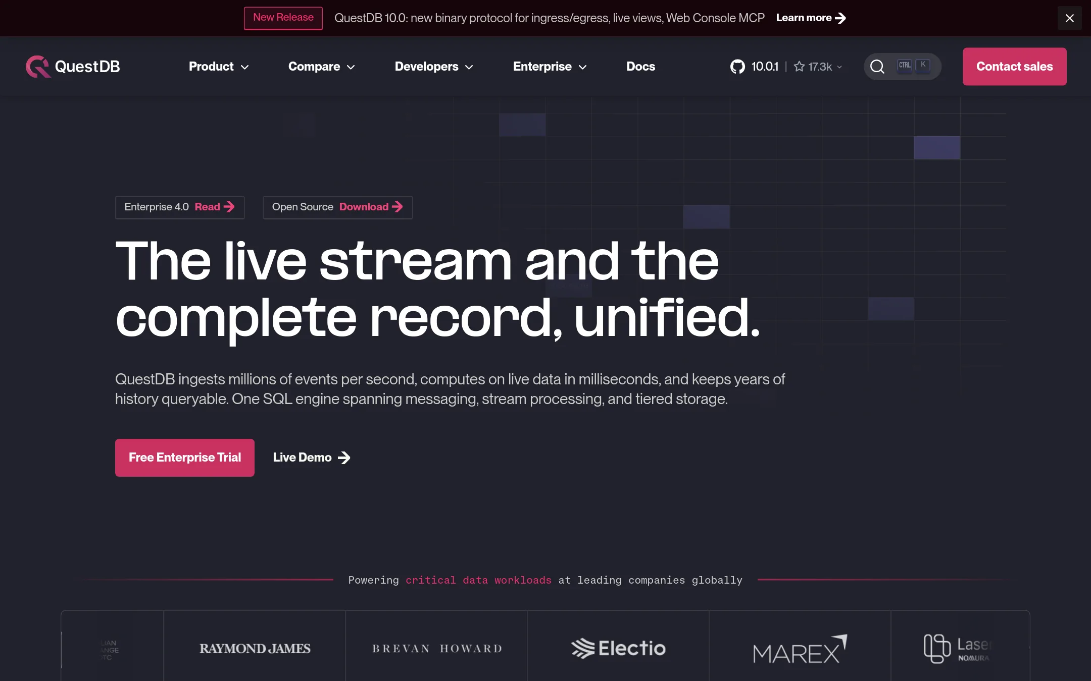 QuestDB homepage