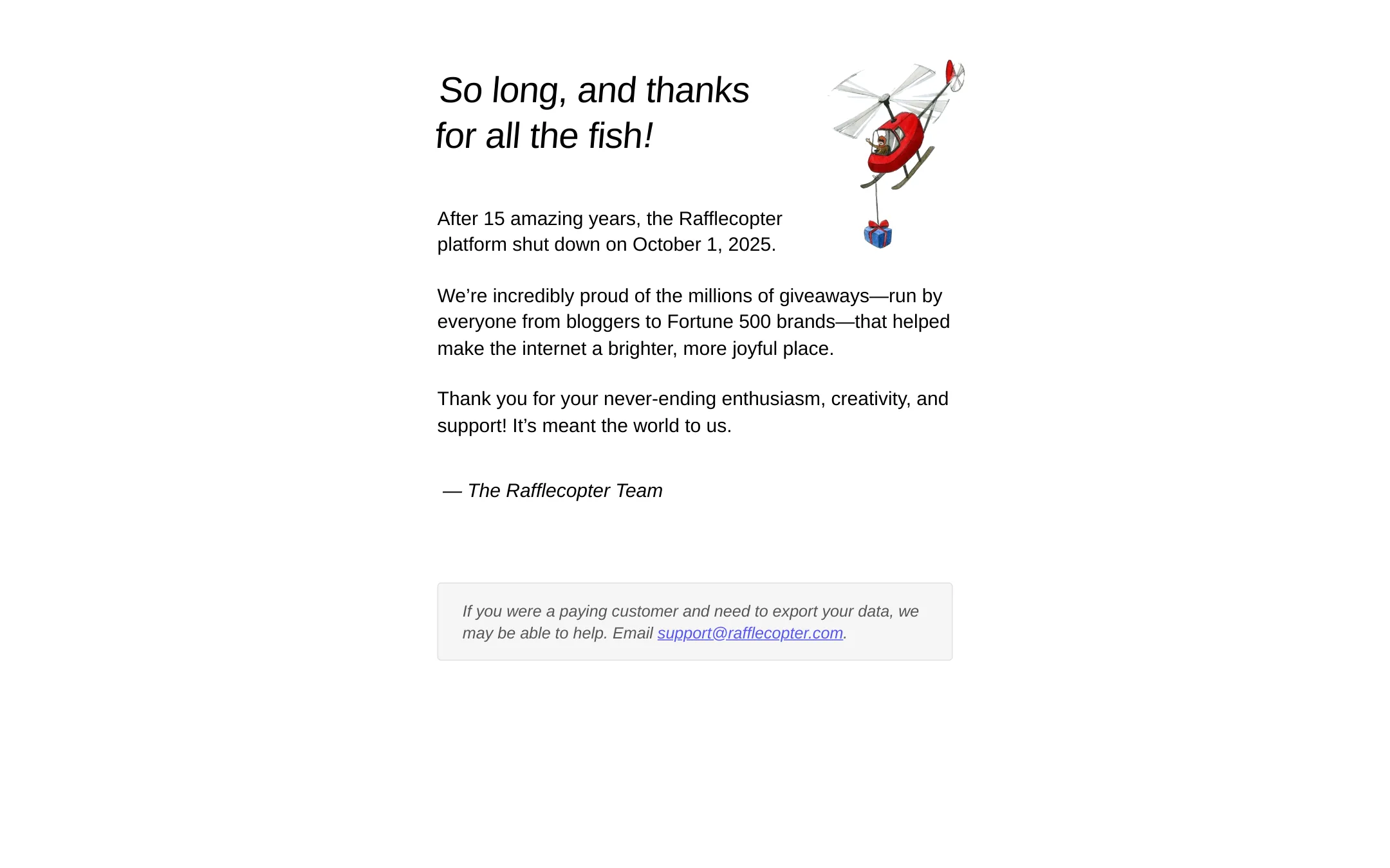 Rafflecopter homepage