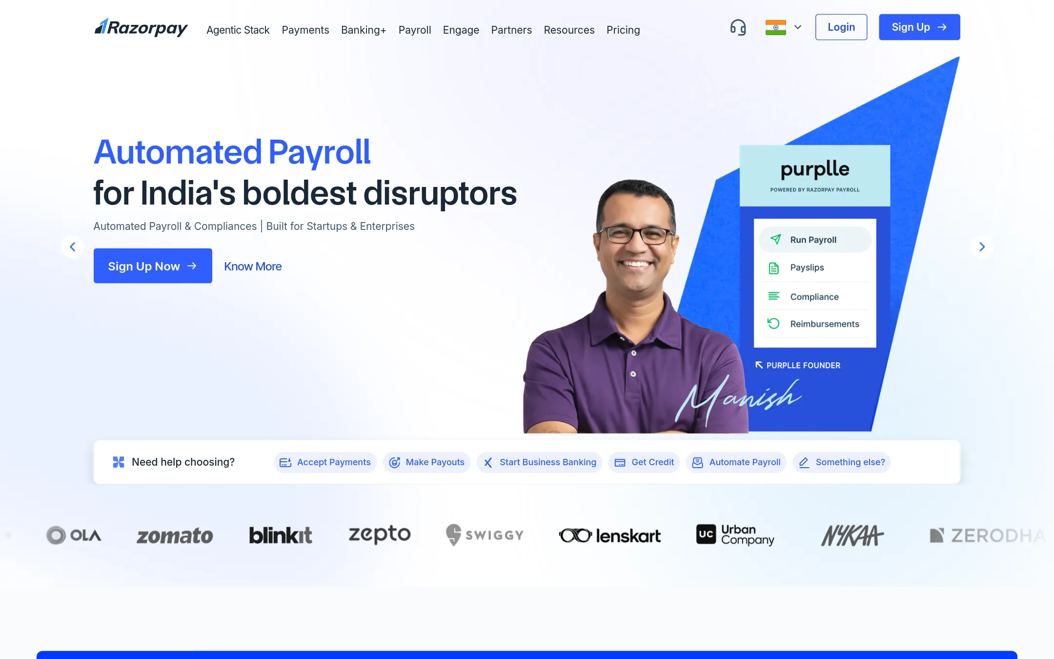 Razorpay homepage